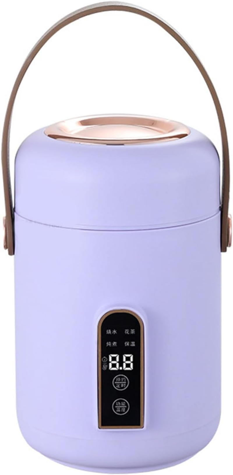Mini Rice Cooker, Efficient Heating Portable Insulated Safe Multifunction Easy to Use Electric Stewpot for Home for Office (Purple) - Beige image number 2