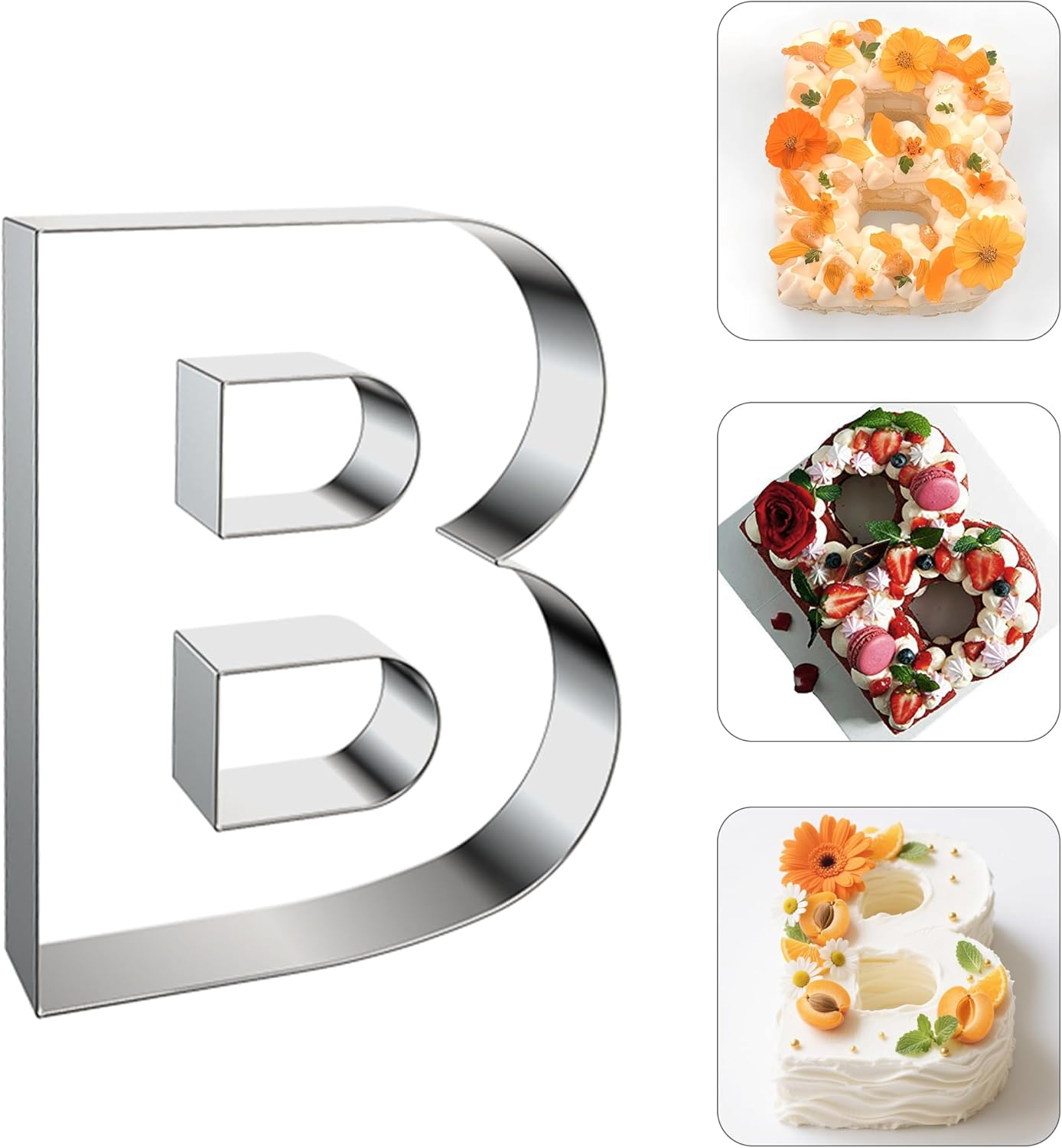 ZADE 8 Inch Alphabet P Cake Mousse Mold Stainless Steel Large Size Letter Alphabet Tiramisu Cheesecake Mold Bakeware 3D Cake Dessert Baking Pan for DIY Birthday Wedding Party