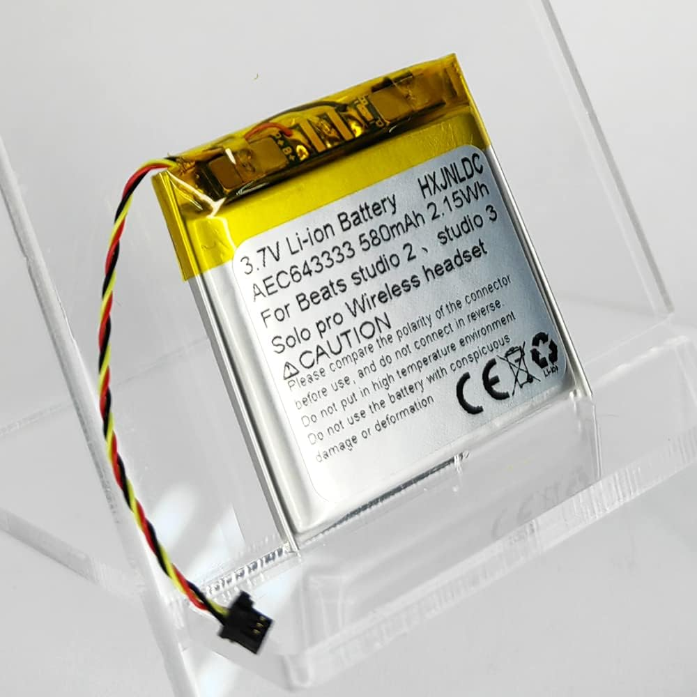 DC 3.7V 580Mah AEC643333 Rechargeable Li-Ion Polymer Battery for Beats Studio 2、Studio 3、Solo Pro Wireless Headset Headphones Battery Replacement image number 3