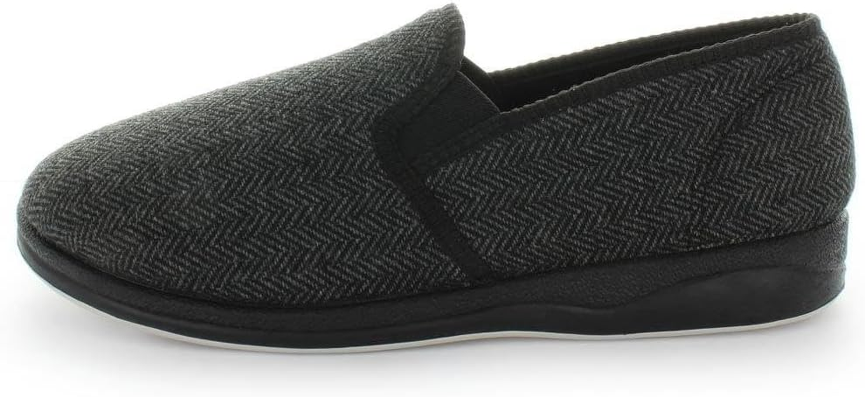 Panda Eden Mens Slippers Double Elastic Gusset Slip on Soft Uppers-Grey Tweed-9 image number 2