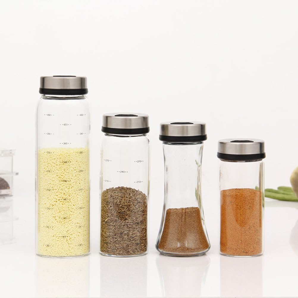 DOITOOL Spice Jars - 1 Piece 300 Ml round Spice Jars - Spice Shaker Glass Spice Container, Rotating Spice Organiser with Shaker Insert - Spice Storage Spice Jars, Spice Jar
