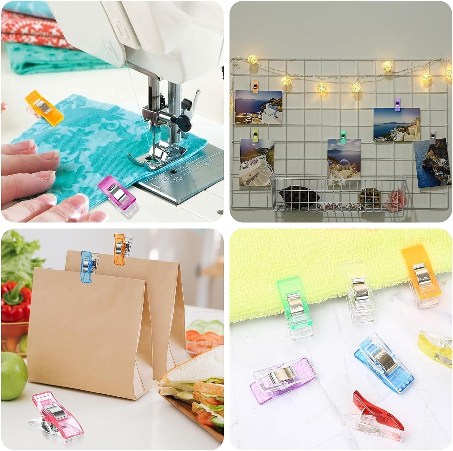 Sewing Clips, 100-Pack Multipurpose Fabric Clips, Assorted Colours for Crafting image number 2