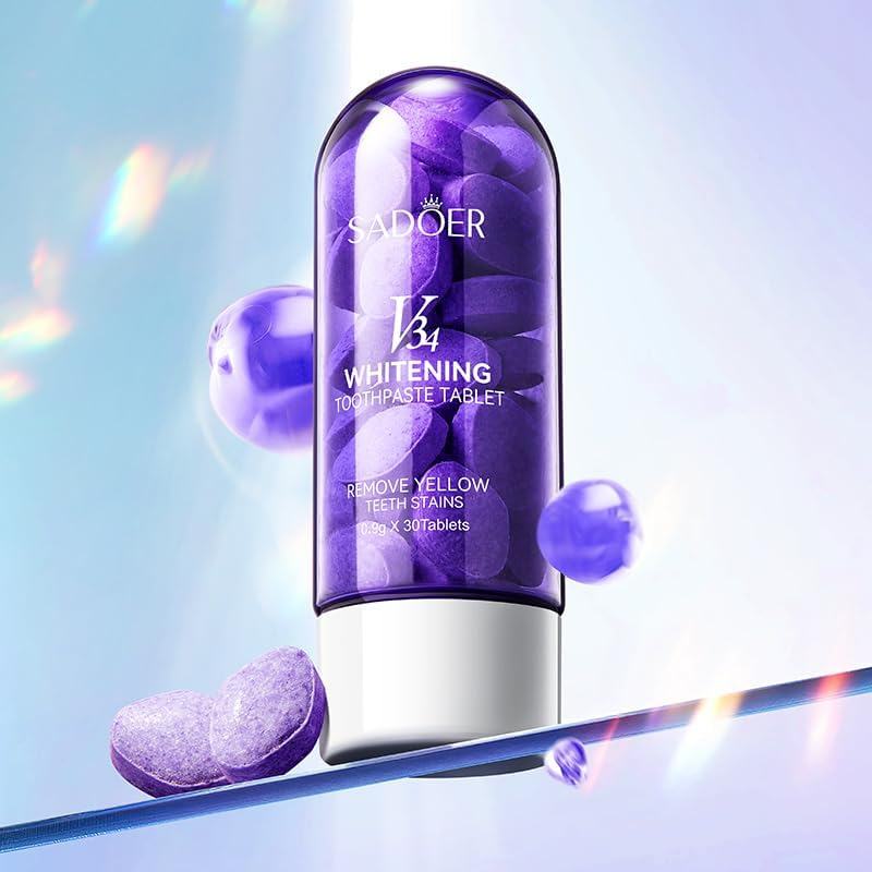 V34 Whitening Toothpaste Tablets, 30 Tablets, Removes Yellow Stains image number 1