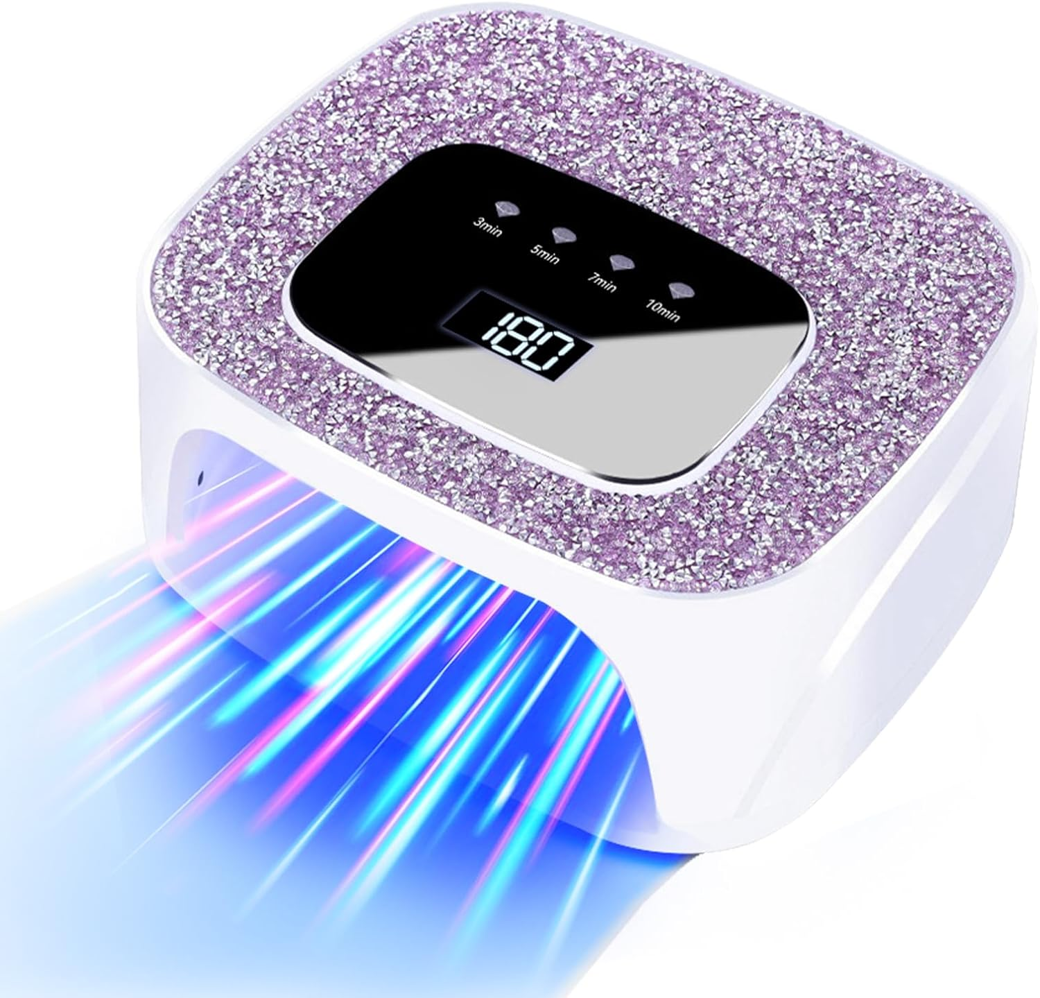 IUHFSIFS 5.0 Fingernails - Intelligent 3/5/7/10Min Timer Function Timing Device Equipment for Home Use, Both Hands/Feet Can Be Used Simultaneously Laser (Pink)