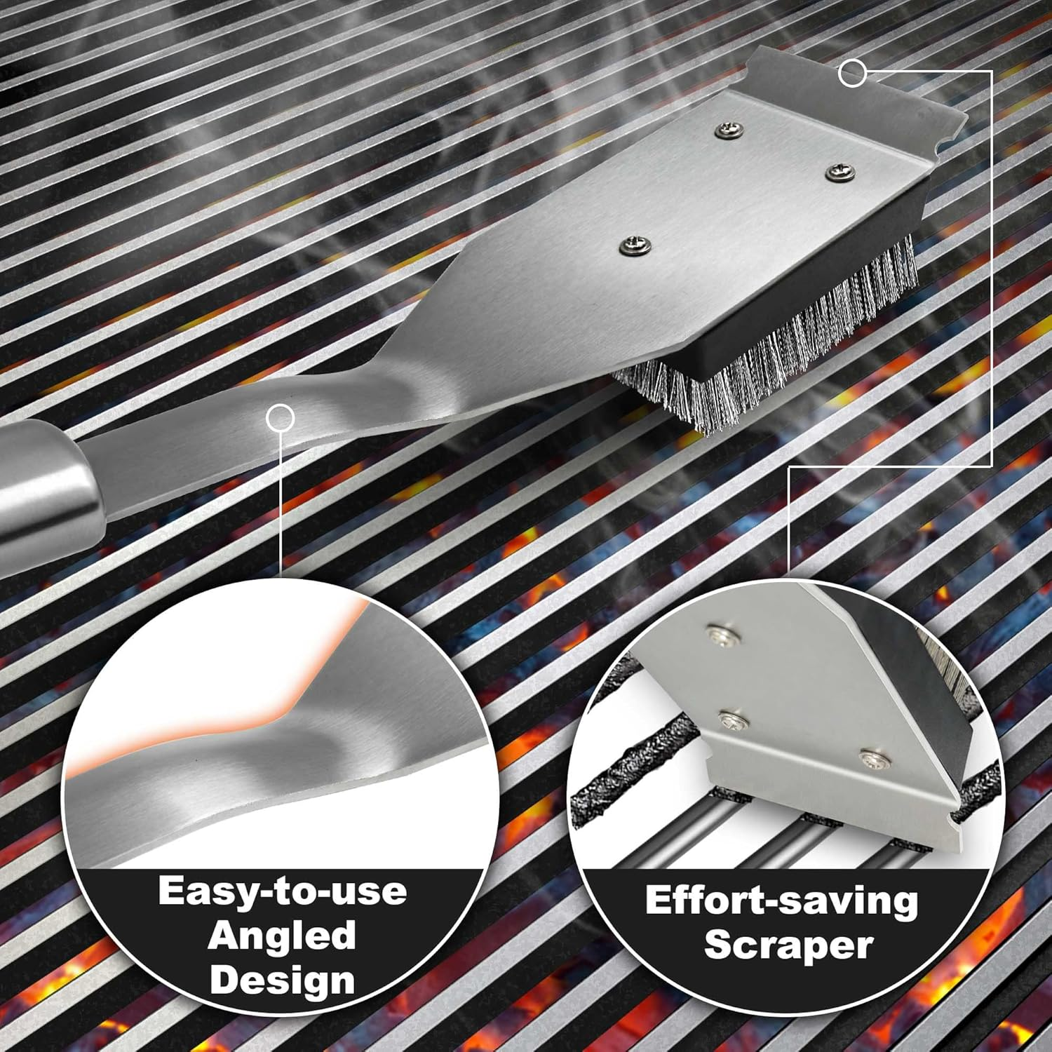 Grill Brush and Scraper, Wire BBQ Grill Brush for Outdoor Grill, 16.5&rdquo; Grill Cleaning Brush, Safe Grill Cleaner Brush-Bbq Brush for Grill,Comes with 2PCS Replaceable Brush Head image number 4