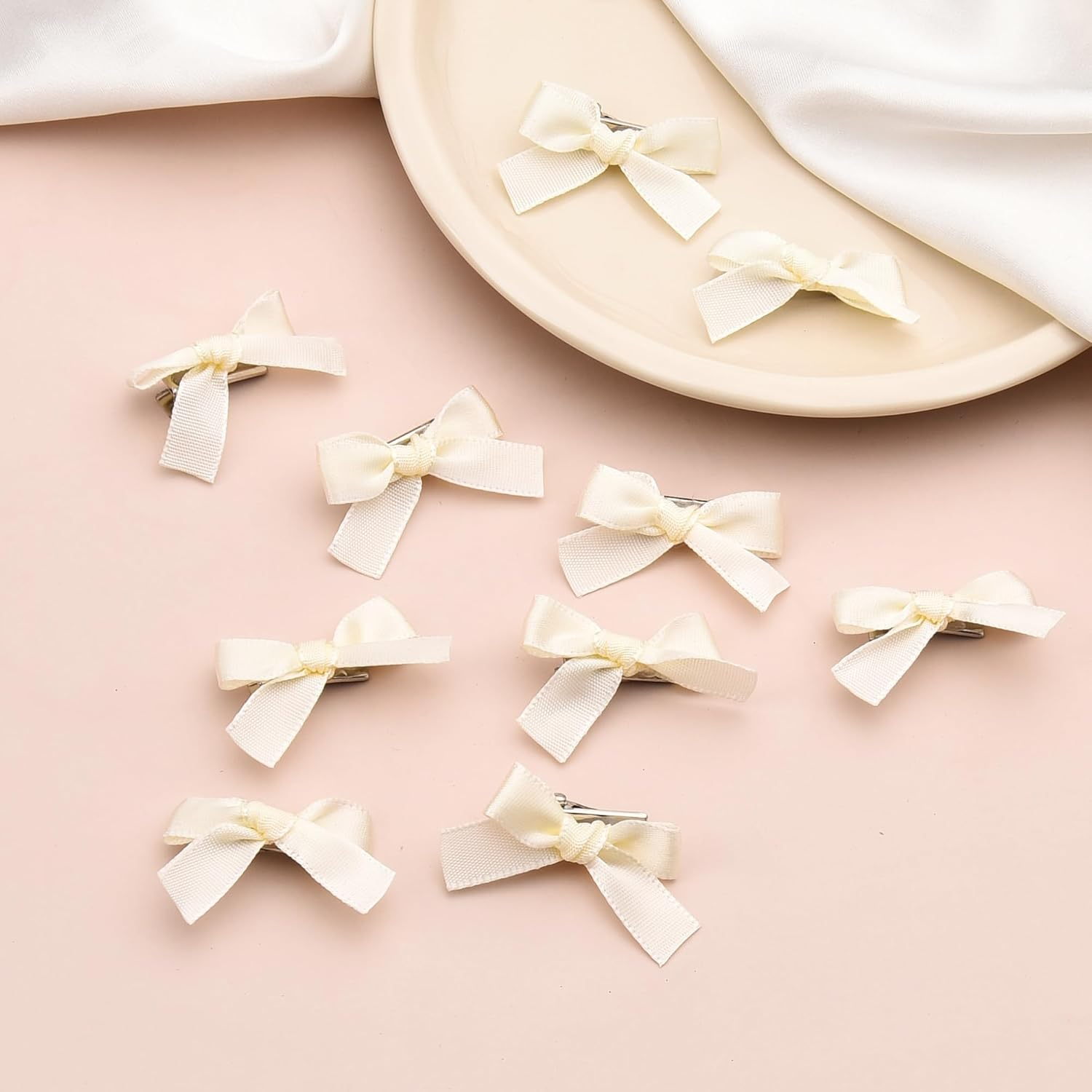 Small Hair Bow Clip Accessories Set for Women Girls Mini Hair Barrettes for Fine Hair Flower Girl Hair Bow Clip Halloween Hair Clips Tiny White Christmas Hair Ribbon Bow Hair Clips for Girls Party - Black Small Hair Bow Clip image number 7