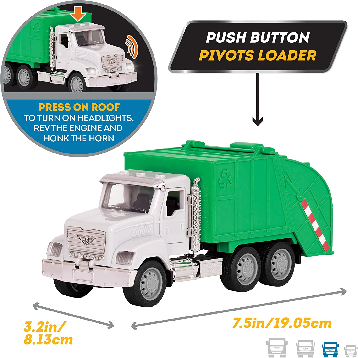 Driven by Battat &ndash; 7-Inch Work Vehicle Toy with Lights & Sounds, Movable Parts, Educational Truck for Boys & Girls, Durable Design, Realistic Details, Perfect Gift 3+ Years Toy for Kids image number 1