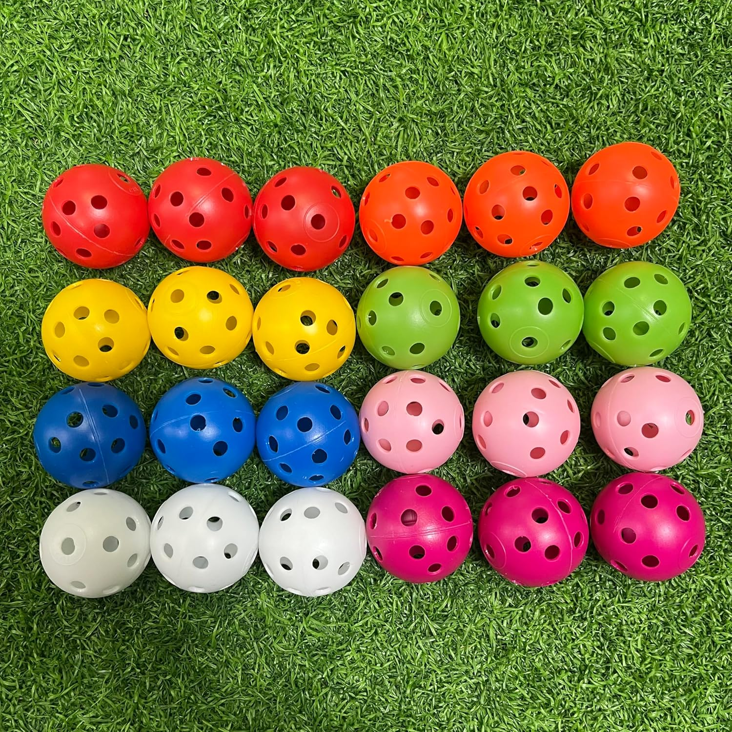 24 Pack Practice Golf Balls 42 Mm Limited Flight Plastic Golf Training Airflow Hollow Ball for Driving Range Swing Practice Backyard Indoor Outdoor Home image number 4