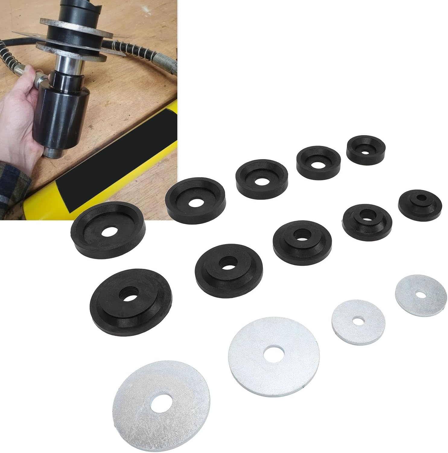 Sheet Metal Dimple Die Set, Versatile Sheet Metal Hole Dimple Die Wear Resistant with Backing Discs for Hydraulic Punch Driver image number 6