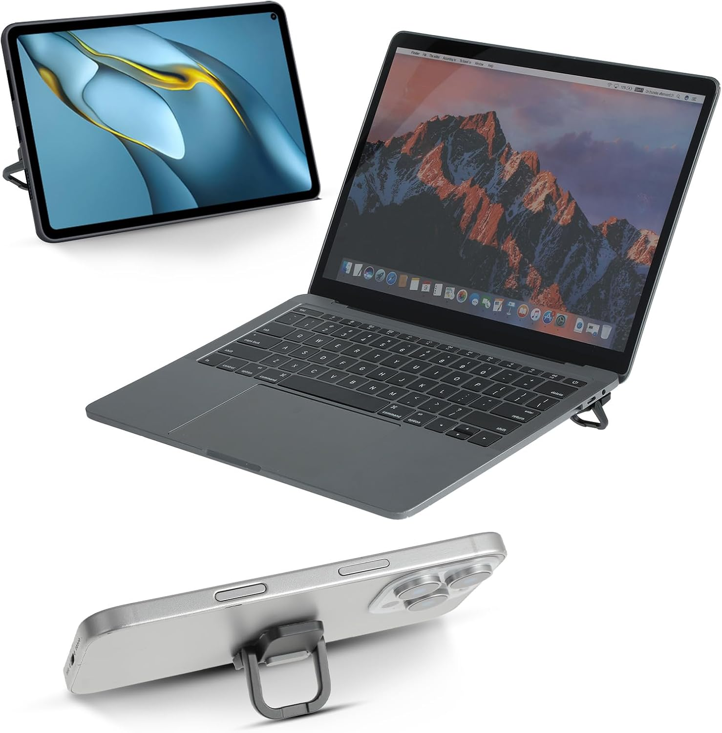 2PCS Keyboard Stands, Portable Laptop Stand, Self-Adhesive Mini Laptop Stand, Invisible Computer Keyboard Stand for Desk, Laptop Stand for Macbook, Dell, HP and Other 10-18 Inches Laptop, Black image number 1