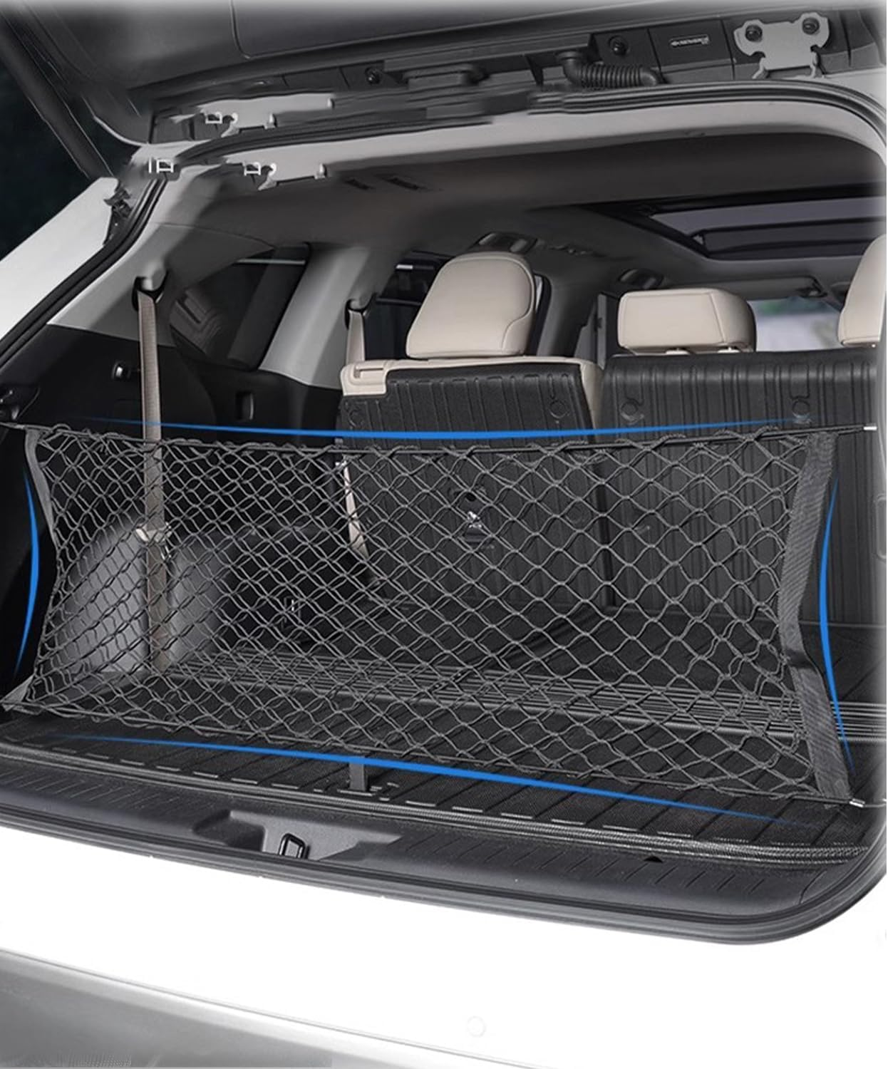 Universal Elastic Cargo Net with Hooks, Heavy-Duty Stretchable Trunk Storage Mesh Net for Cars, Suvs, Trucks & Vehicle Exterior Accessories, Adjustable Automotive Organizer(70Cm*70Cm) image number 6