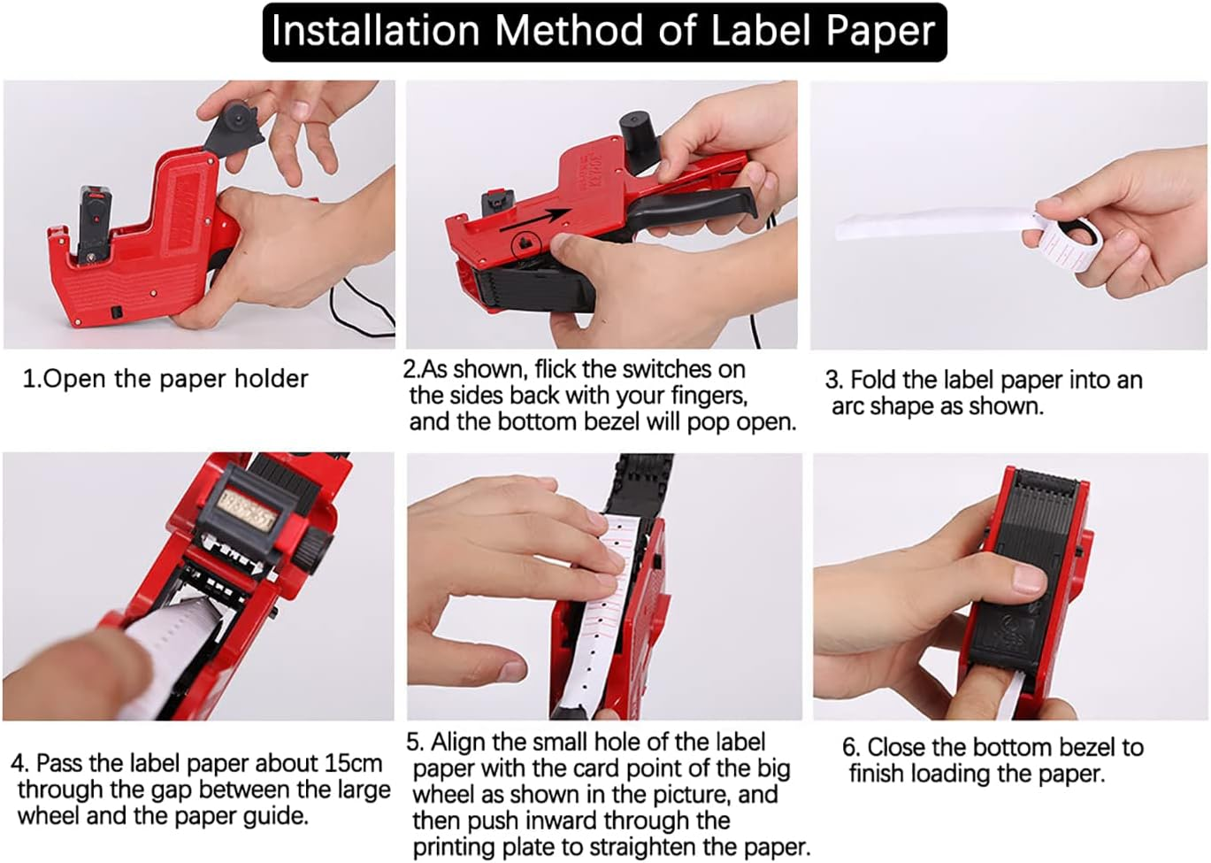 1-Line 8 Digits Price Label Gun with 10 Rolls/6000Pcs White Labels 3 Inkers,Pricing Stickers Labeler,Tag Maker Tagging Machine Gun for Office,Retail Shop,Grocery Store(Bright-Red) image number 1