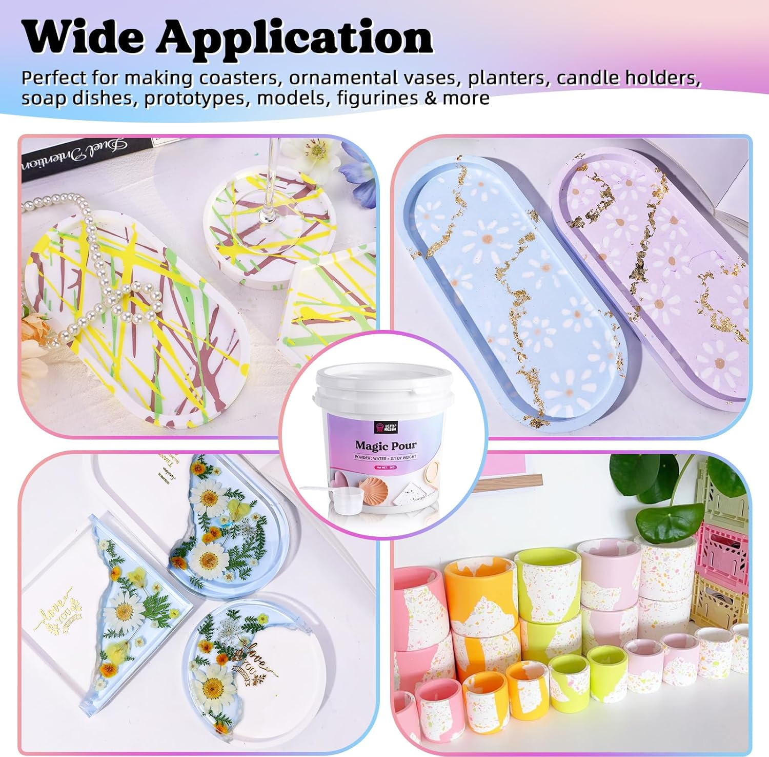 LET'S RESIN Resin Casting Powders 1000G,Fast Cured Kit for Beginners,20-30 Minutes De-Mold,Water Activated Plaster Powder Molds,Easy Mixing & Self Leveling, (ALR01053)