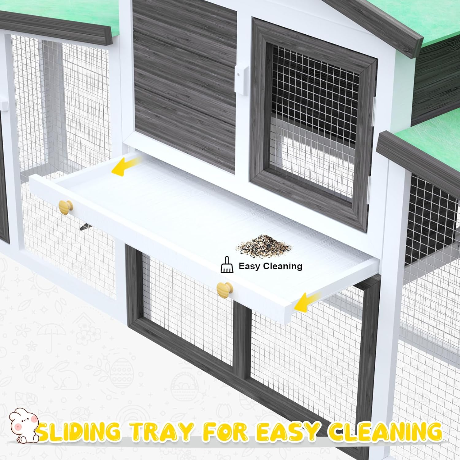 Oppsbuy Rabbit Hutch Chicken Coop Guinea Pig Cage Pet House for Small Animals 204X35X85Cm image number 3