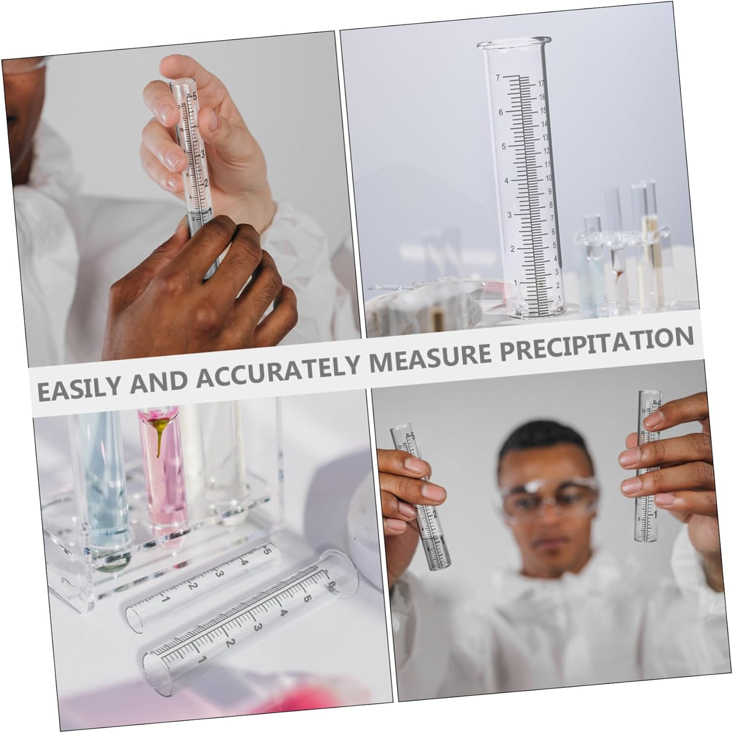 Outanaya 3Pcs Glass Rain Gauge Tubes Accurate Clear Scale Rainfall Measuring Cylinders Outdoor Garden Tool Practical Transparent Rainfall Gauge image number 4