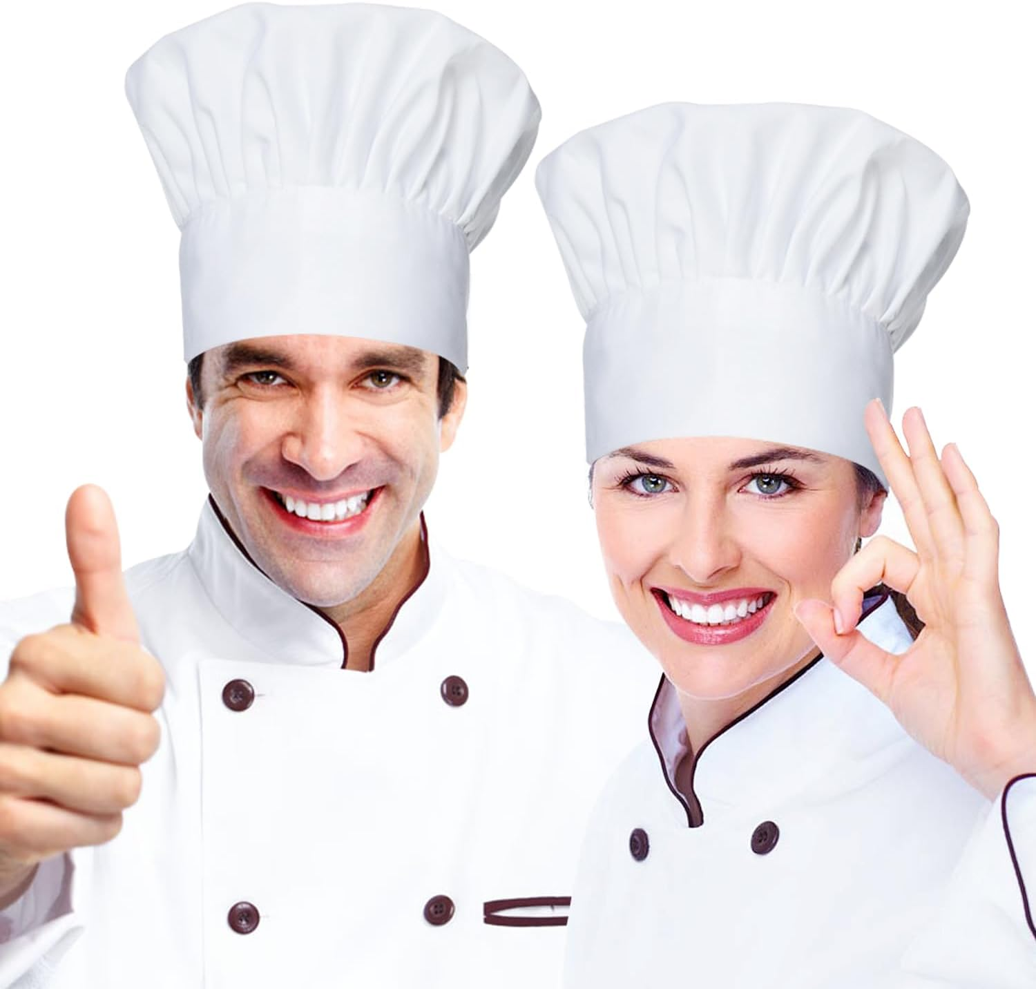 Chef Hat, 2PCS Adult Premium Adjustable Elastic Baker Kitchen Cooking Chef Cap Bakery Hats for Cooking, Baking, Pizza Part