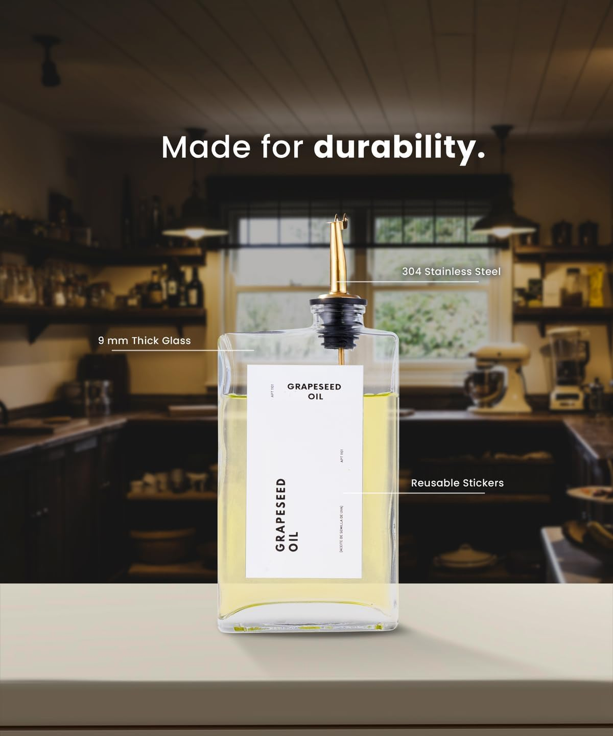 Olive Oil Dispenser for Kitchen, 350Ml Cooking Oil Dispenser, 2 PCS Rectangular Oil and Vinegar Dispenser Set, Large Capacity Glass Oil Container, Soy Sauce Dispenser for Cooking image number 1