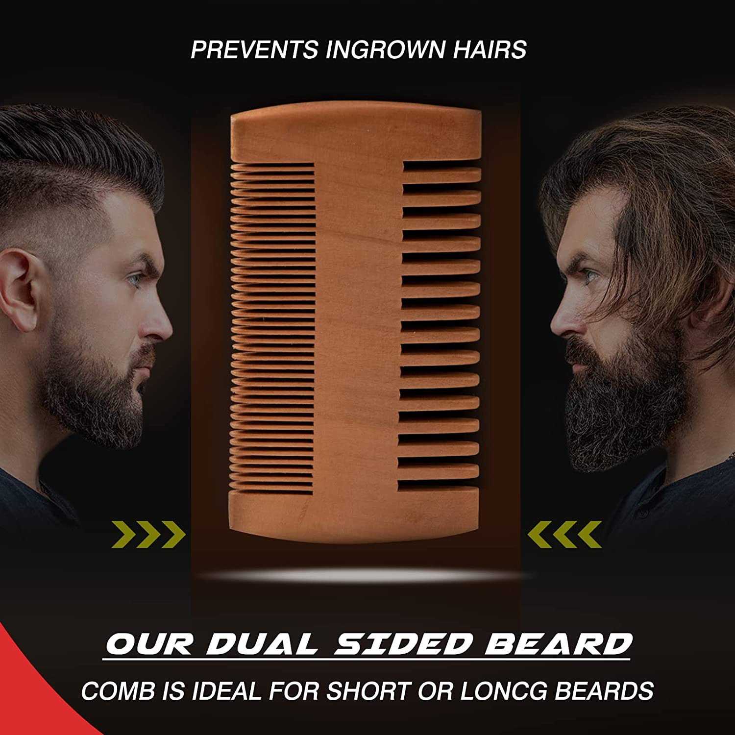 Beard Comb & Beard Brush Set for Men - Natural Boar Bristle Brush, Dual Action Wood Comb, and Travel Bag image number 4