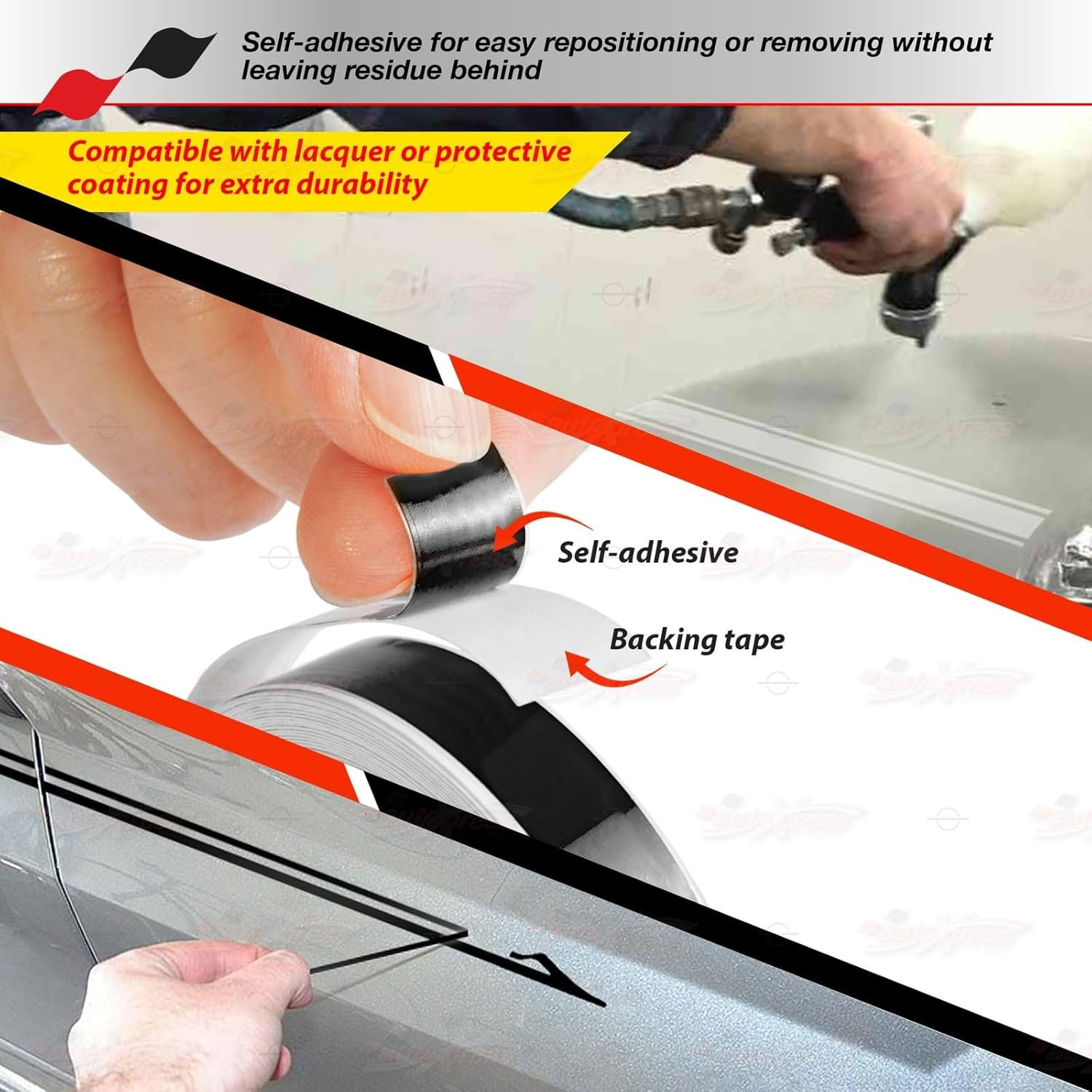 Carbon Fiber RED Self-Adhesive Vinyl Pin Stripe Roll Decal Sticker Tape 9.80M 32Ft - 12Mm | 1/2", Universally Compatible for Cars, Trucks, Vans, Motorcycles, Bikes, Arts & Crafts