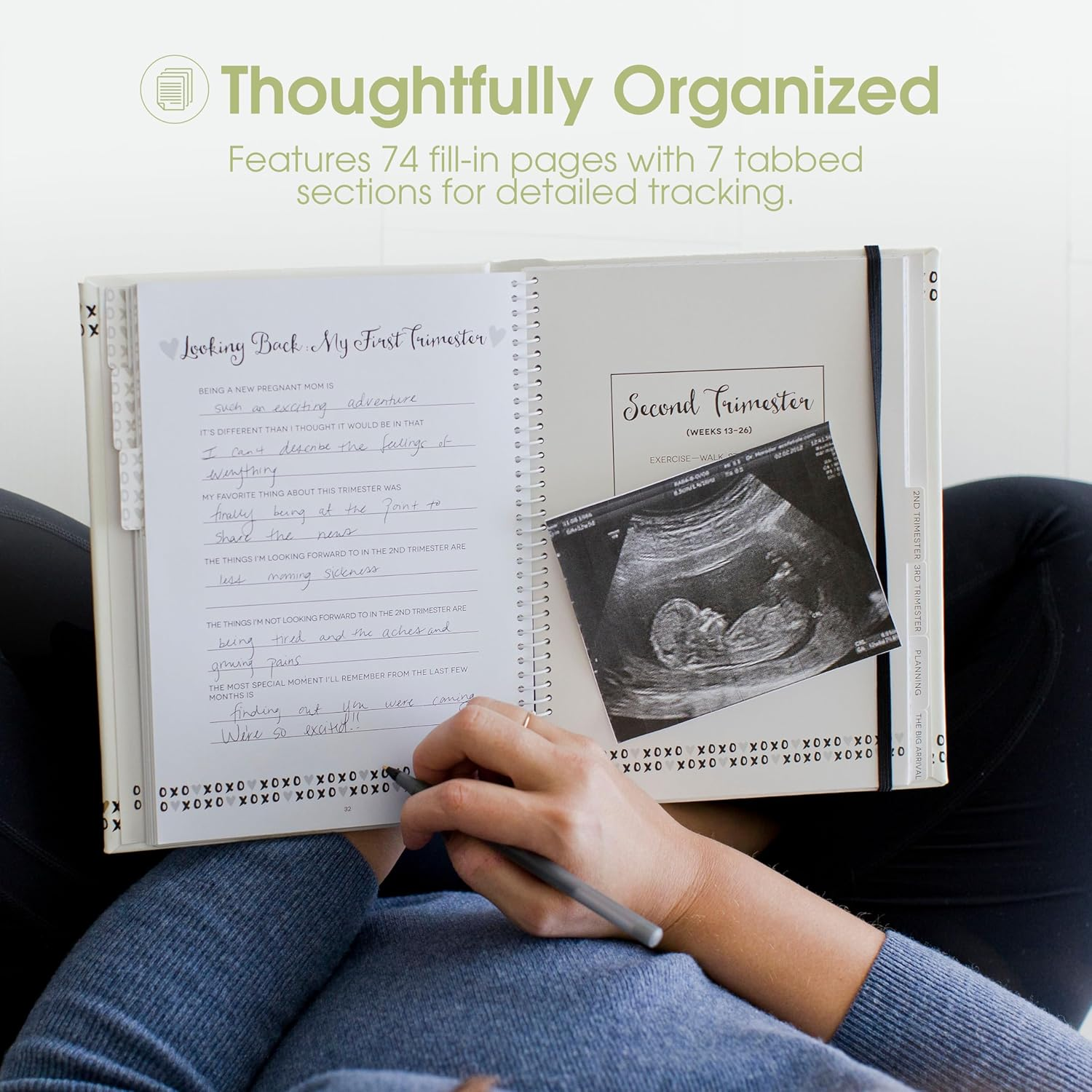 Pearhead My Pregnancy Journal, Pregnancy Keepsake Book, Newborn Milestone Memory Book, Baby Photo Album, Gender Neutral Baby Gift, 74 Fill in Pages image number 3