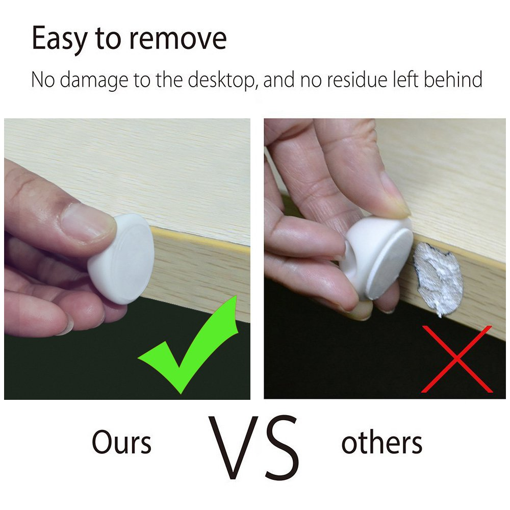 White Cable Tidy Clips, 10 Pack Long Lasting Cable Drop Organizer, Cord Management System, Desktop Wire Holder, Hider for Computer or Mouse Cord, Home Office, White image number 1