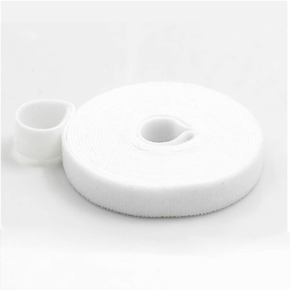 1CM X 5M Cable Ties Self Adhesive Tape Straps Strips Hook and Loop One-Wrap Cable Wraps for DIY Closing and Cable Organizer (White) image number 6