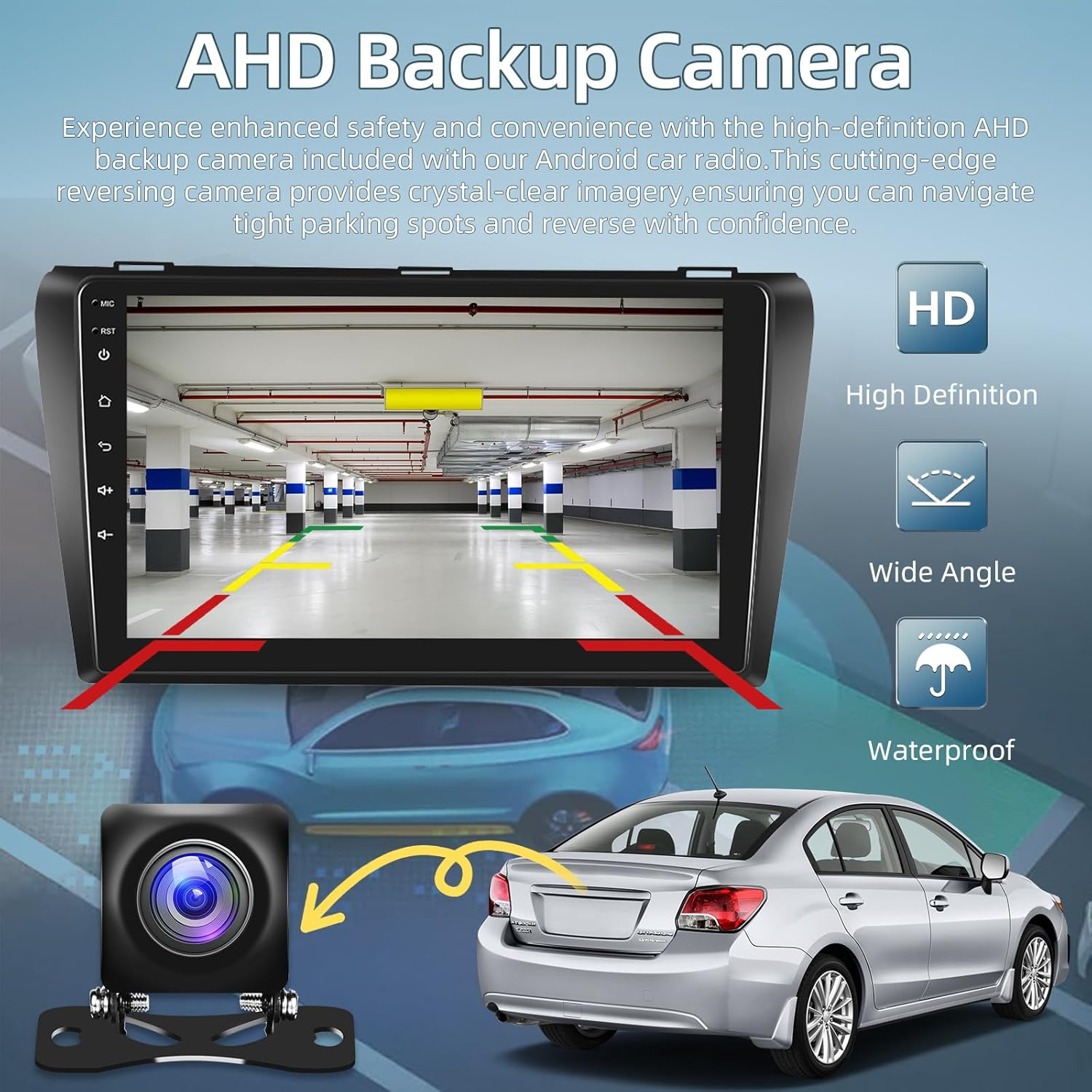 2+64G Car Radio for Mazda 3 2004-2009 - Wireless Carplay & Android Auto - 9 Inch Android 13 Stereo with Wifi/Eq/Gps + AHD Rear View Camera image number 2