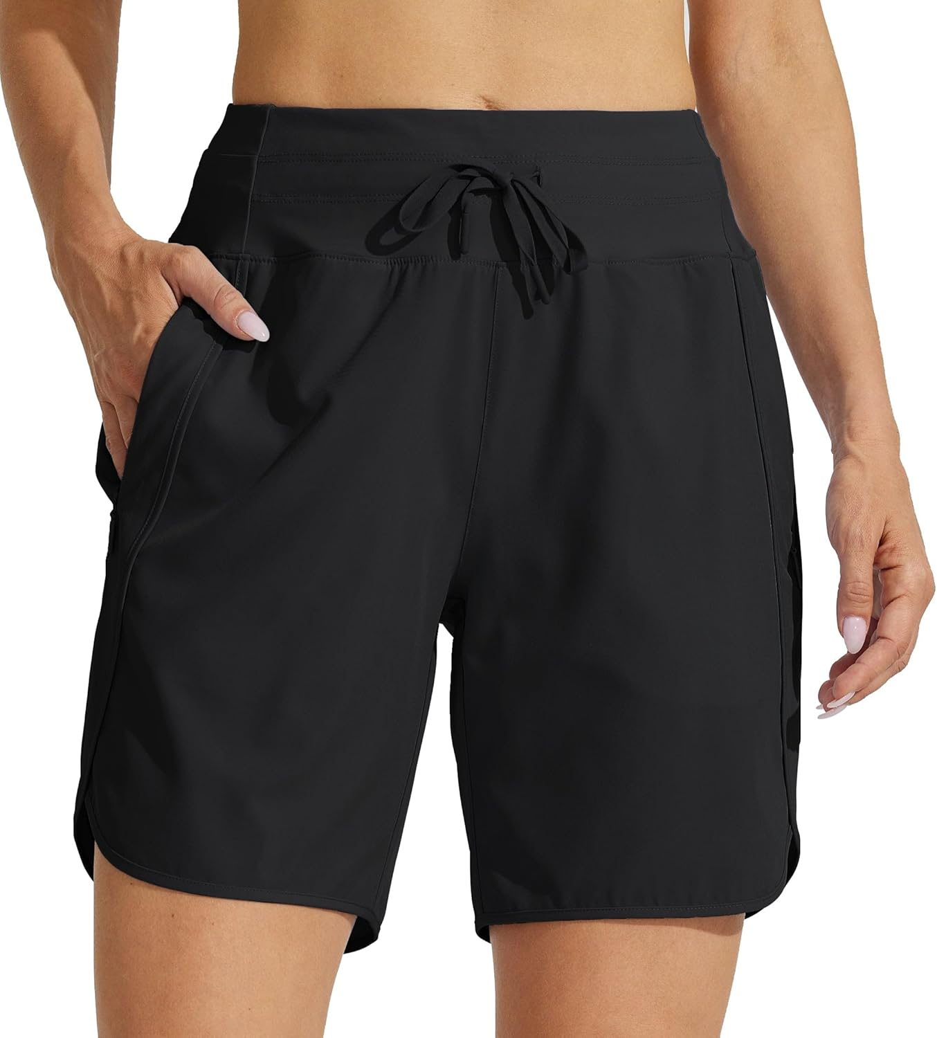 WILLIT Women'S 7" Athletic Running Shorts Long Workout Hiking Shorts Quick Dry High Waisted Active Shorts Zipper Pocket image number 5