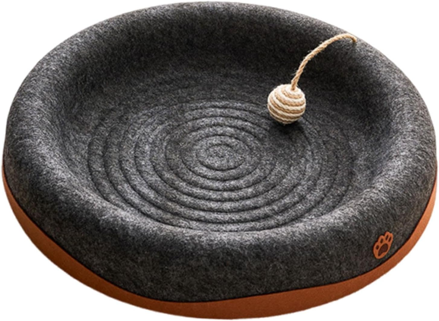 ＡＷＨＡＯ Indoor Cat Scratcher Bed with Dangling Ball, Breathable and Space Efficient, Black Round