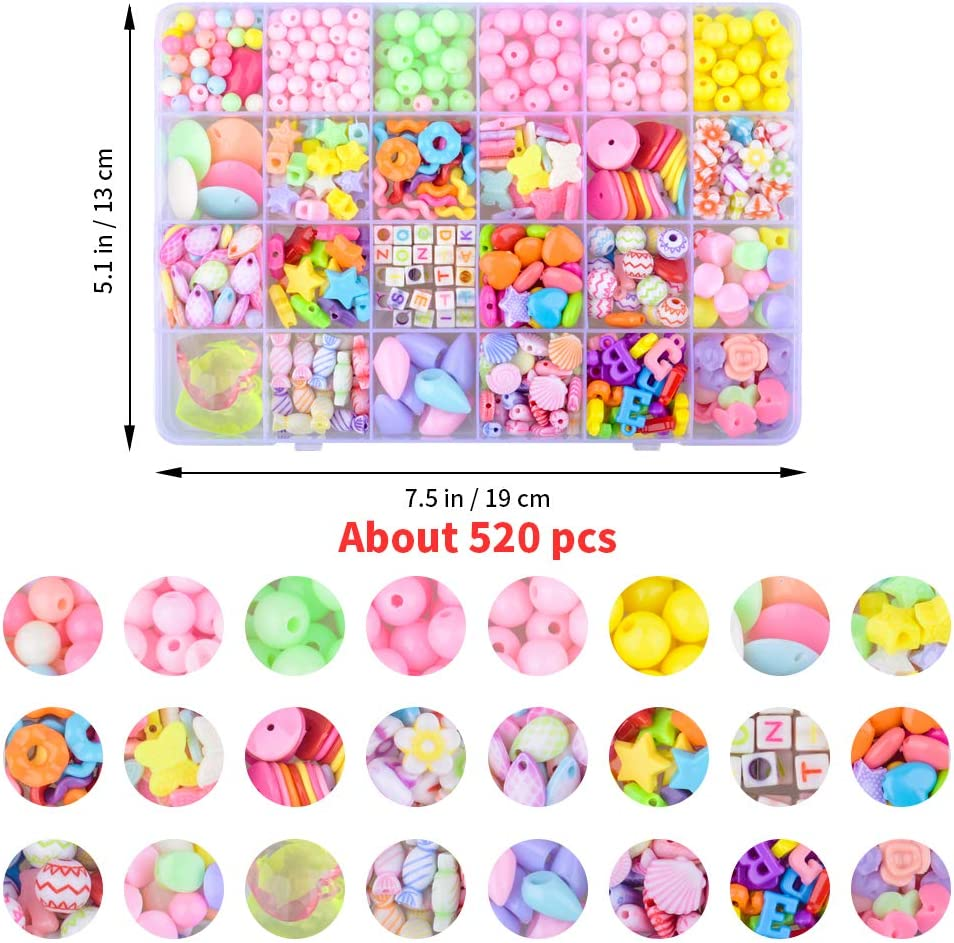 Bracelet Making Kits for Girls Kids: Children DIY Bead Set 4-9 Year Old Kids Girls Birthday Gift Present Aged 3 4 5 6 7 Girls Ideal Gift Wisdom Bead Set (Pink) image number 1