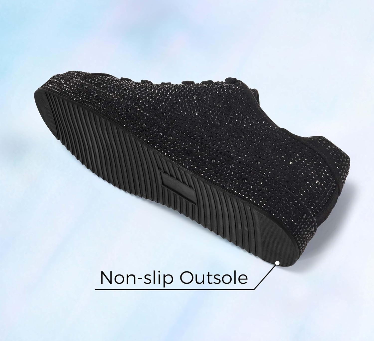 LUCKY STEP Platform Rhinestone Fashion Glitter Sneakers | Sparkly Bling Bedazzled Wedding Bridal Shiny Shoes for Women image number 3