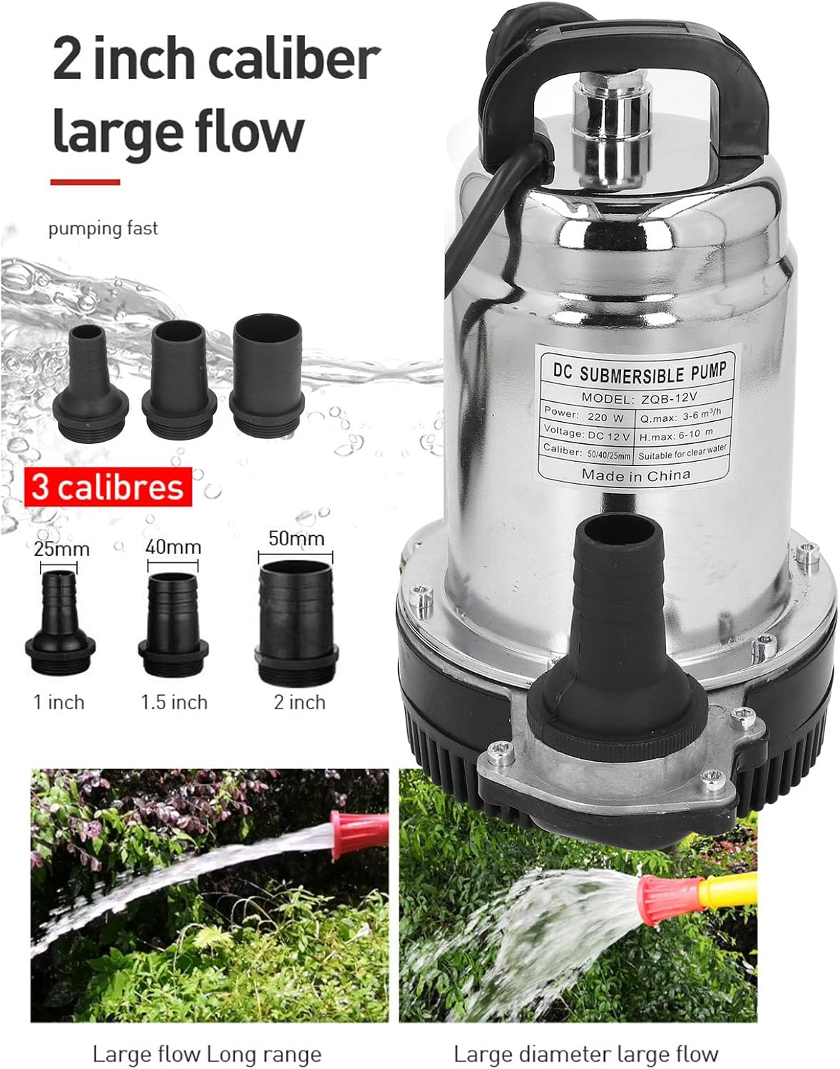 Srliya 220W Powerful DC Submersible with Centrifugal Impeller, Copper Motor, Stainless Steel Housing for Gardens, Ponds, Boats with Aquaculture image number 1