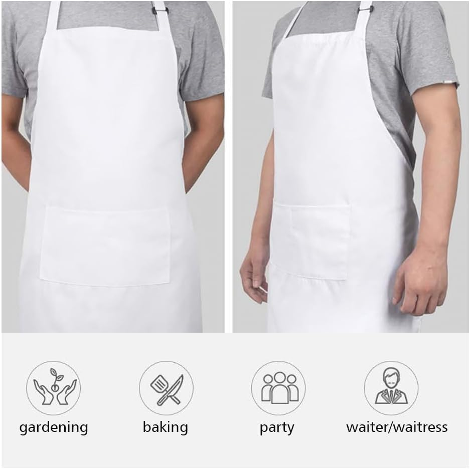 3 Pcs Apron with Chef Hat Set,Cuff Bib,Kitchen Apron,Water and Oil Proof,For Cooking and Painting image number 3