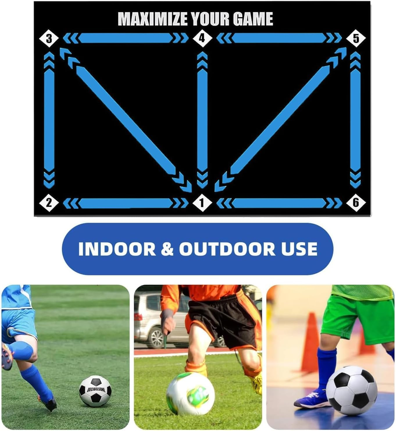 Football Footstep Training Mat, Soccer Training Mat with Adjustable Solo Soccer Trainer Belt,Non-Slip Silent Equipment for All Ages to Improve Speed, Strength and Coordination image number 1