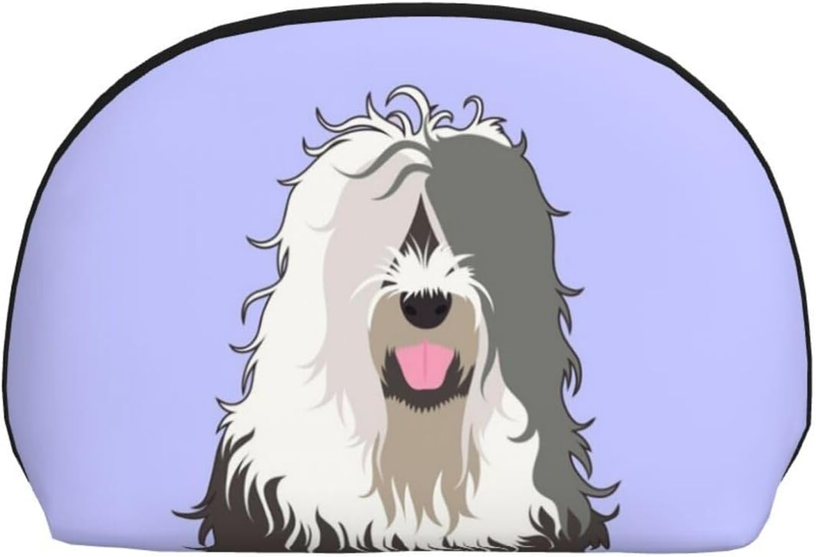 Cozimangoe Coin Pouch Makeup Bags Set, 2 Piece Shell Shape Cosmetic Bag with Pockets for Daily Travel Handbag Lipstick Keys Toiletry, Personalized Old English Sheepdog image number 1