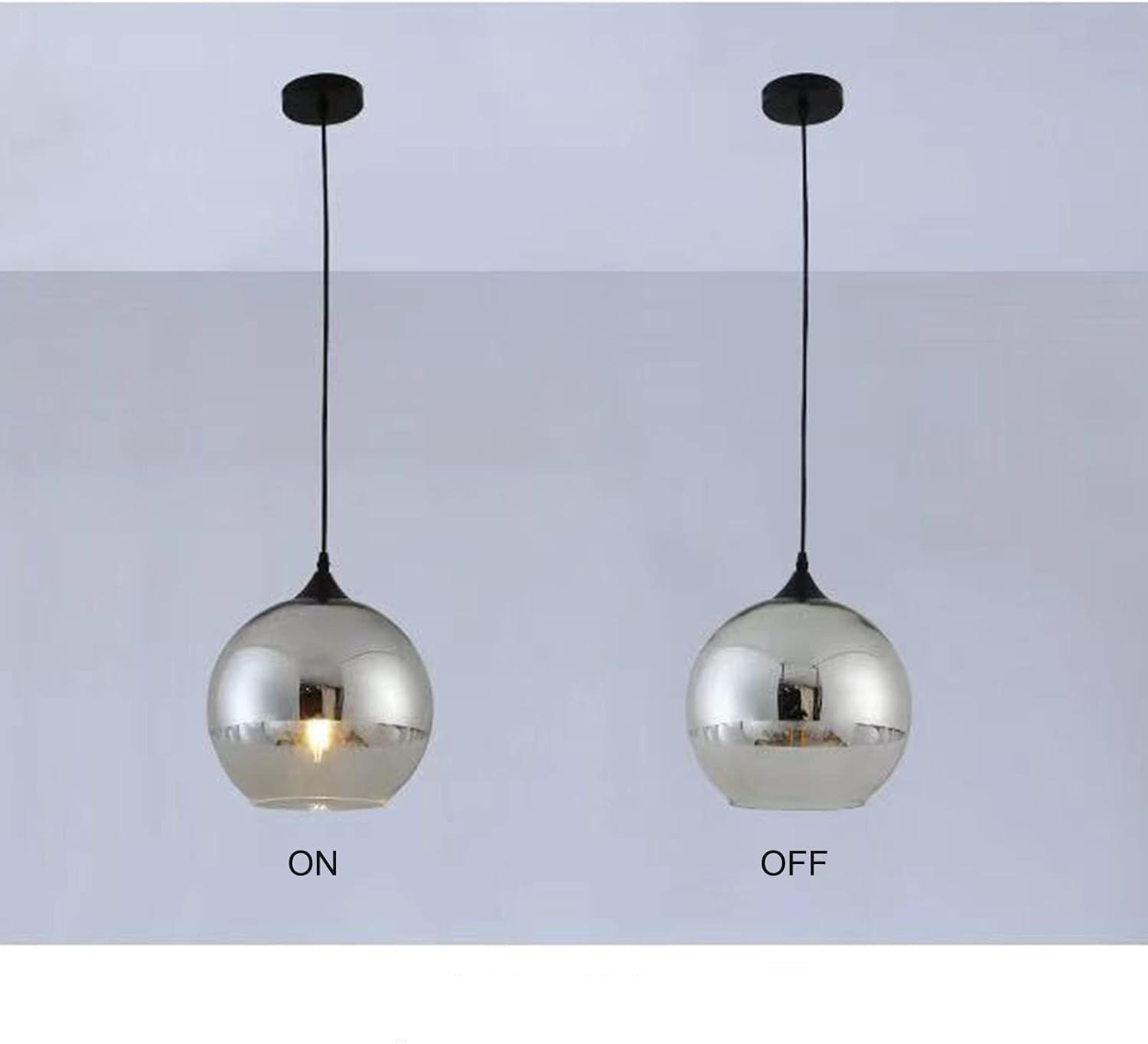 DGY-1004 Wooden Plated Glass Ball Lampshade Modern Simple Ceiling Light Pendant Lamp Kitchen Island Dining Room Bedroom Chandelier (Silver, 20 Cm) image number 3