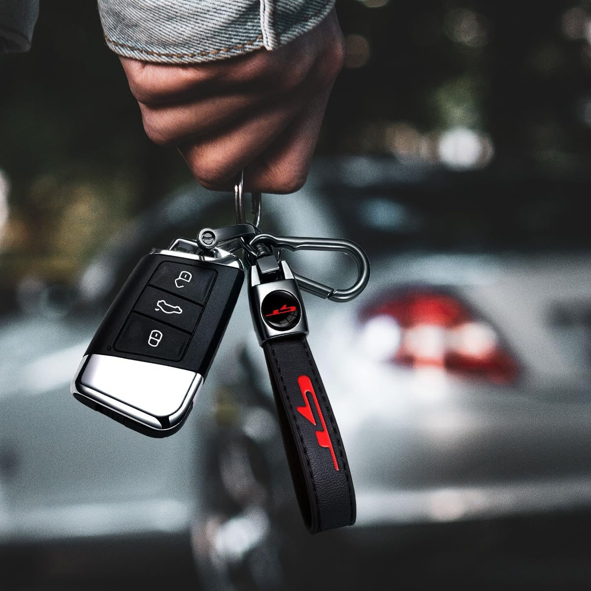 Annloysky Black Leather Car Keychain Metal Car Keyring Compatible with Kia K3 Forte Cerato 2021-2024 GT Accessories, Keychain Keyring Family Present for Kia Owners image number 5