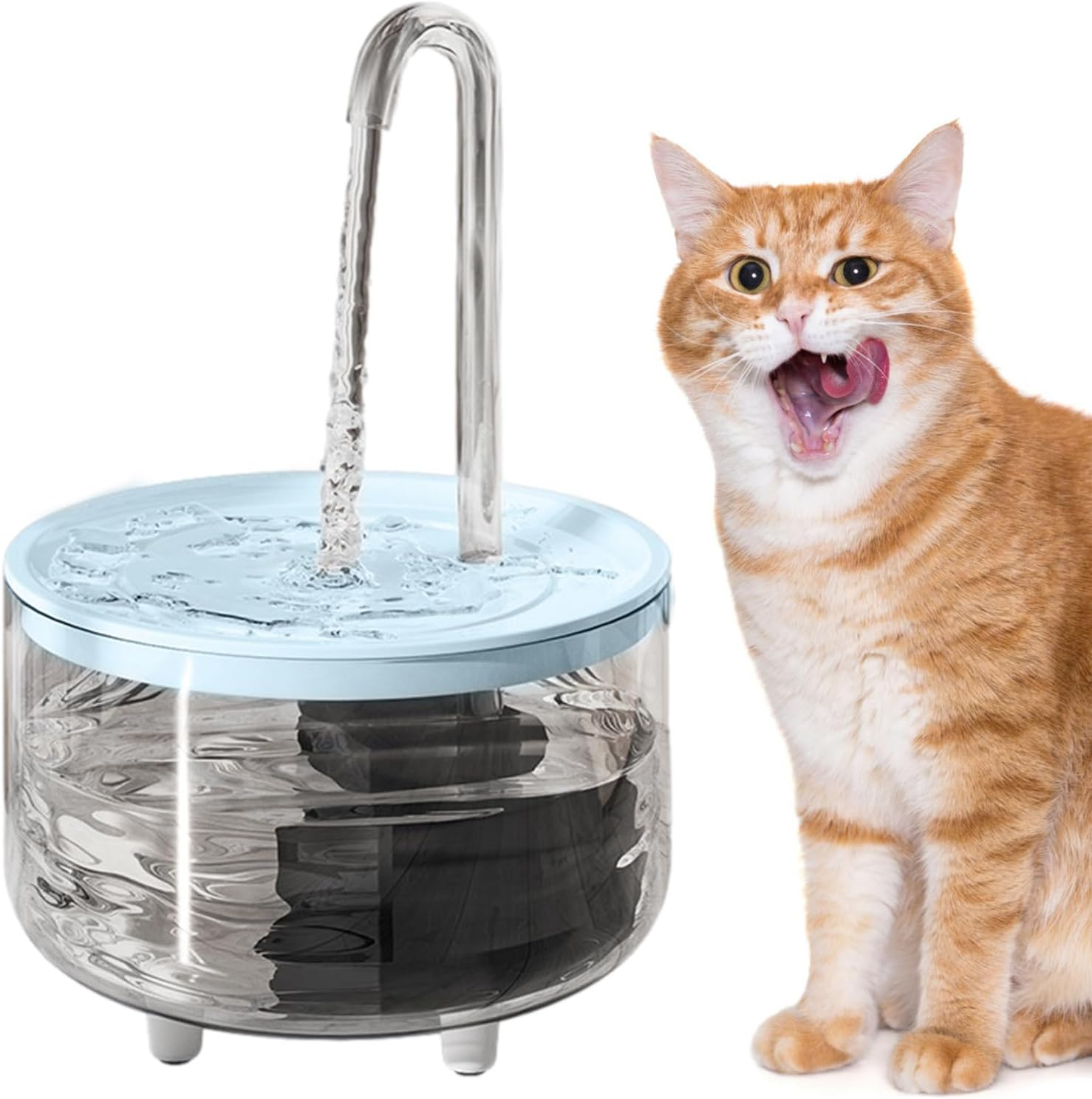 Water Fountains for Cats Indoor - USB Battery Operated Cat Drinking Fountain 1L | Automatic Pet Fountain with Circulation Filtration, Cat Water Feeder Supplies for Indoor Cats Pochy