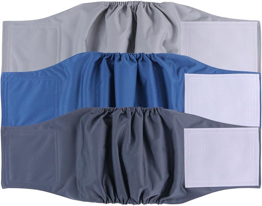 Hisprout Male Dog Nappies Pack of 3 Washable Reusable Dog Nappies for Male Highly Absorbent Dog Wraps with Flexible Velcro Fastener (DDMXL09) image number 4