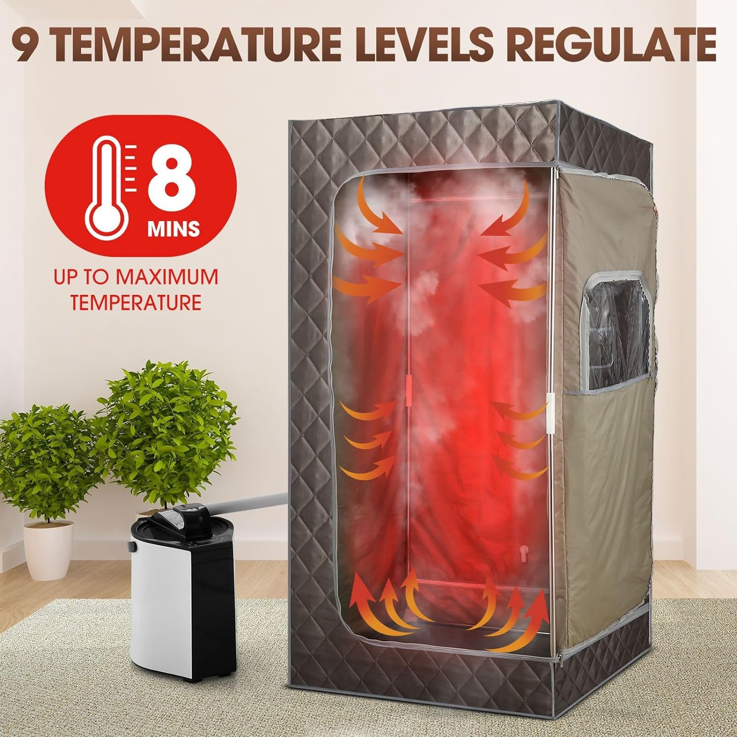 AUSWAY Sauna Box, Portable Sauna for Home, Steam Sauna Accessories Sauna Tent, Personal Sauna Steamer with 3L Steamer Heater 9 Levels