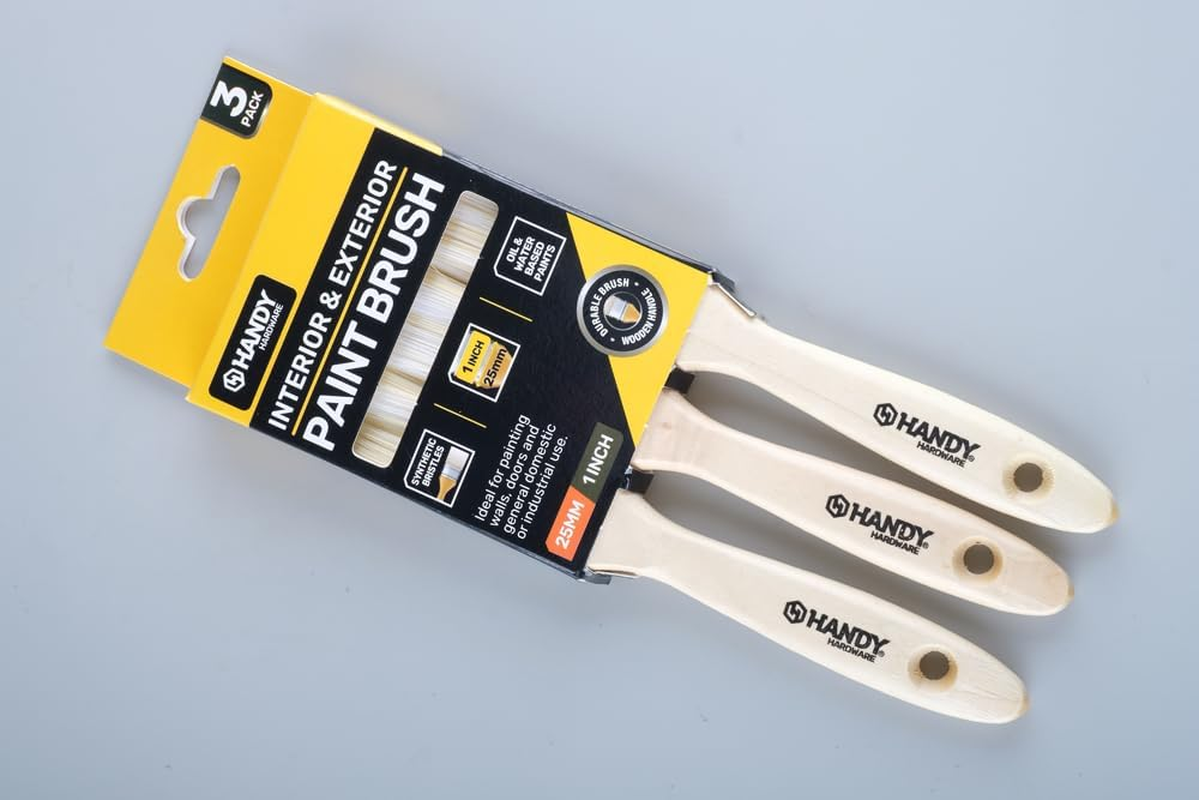 Handy Hardware Wooden Handle Paint Brush, 25 Mm Size (Pack of 3) image number 1