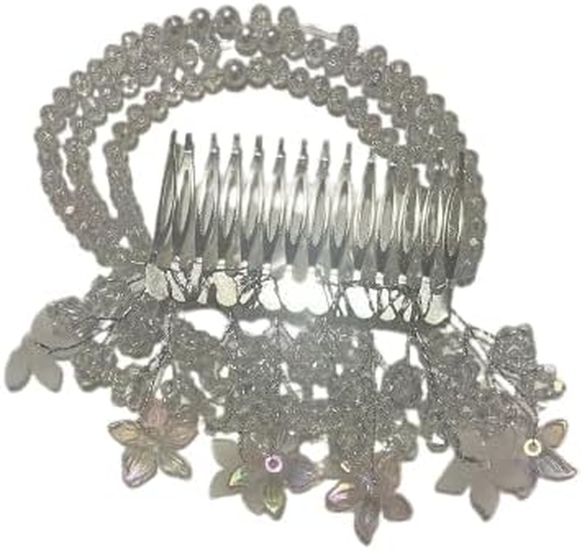 NTY Collections Crystal Wedding Hair Comb, Decorative Bridal Hair Clip Pins Accessories for Women, Party Prom Bridesmaid - Silver Pack of 2