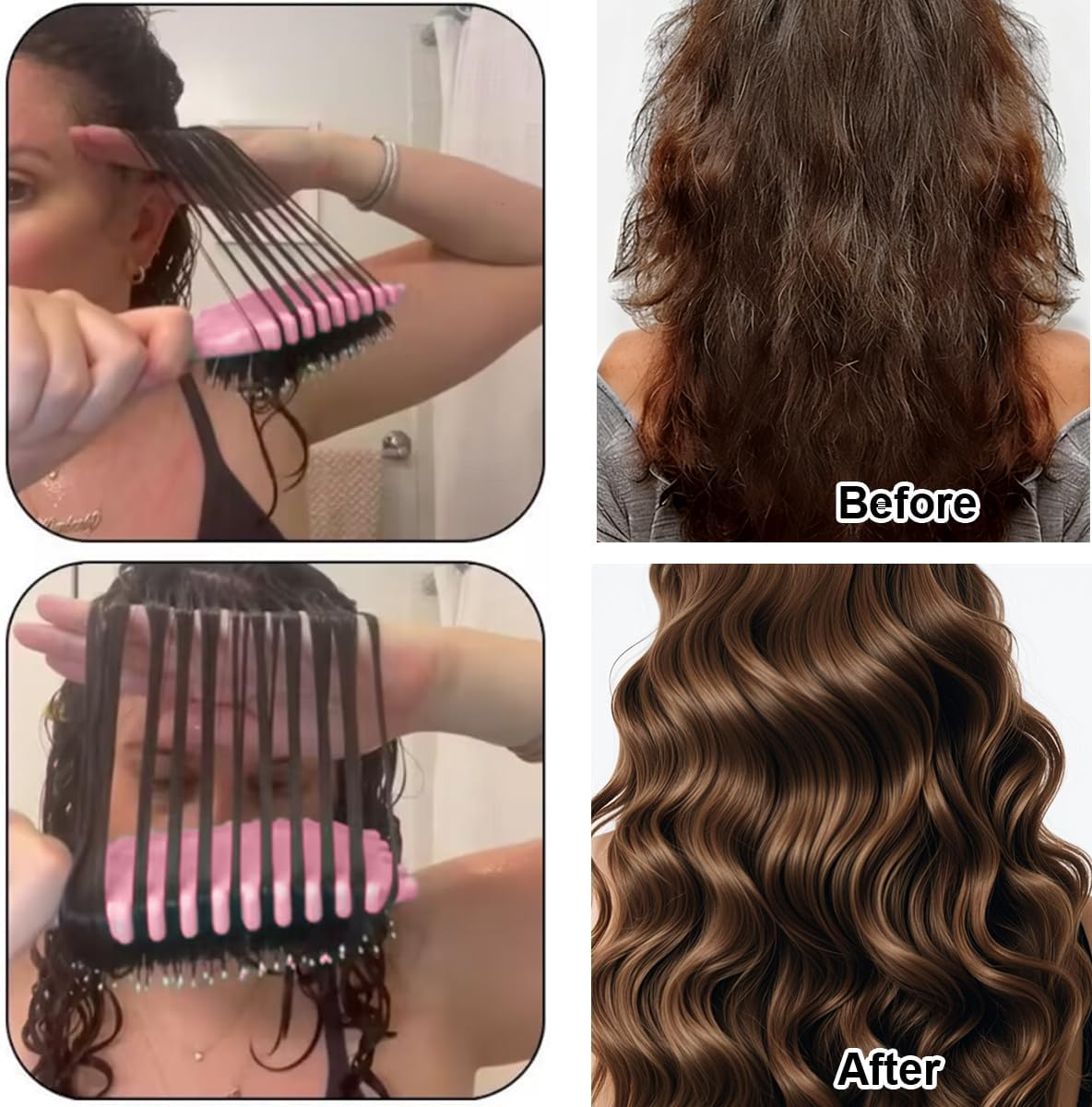 Ruayia Teeth Combs + Shark Tooth Comb Women, Wide Tooth Comb Kit for Men, Hair Styling Salon, Highlight Comb, Wide Tooth Comb, Curling Brush, Coarse Teeth - Pink image number 2