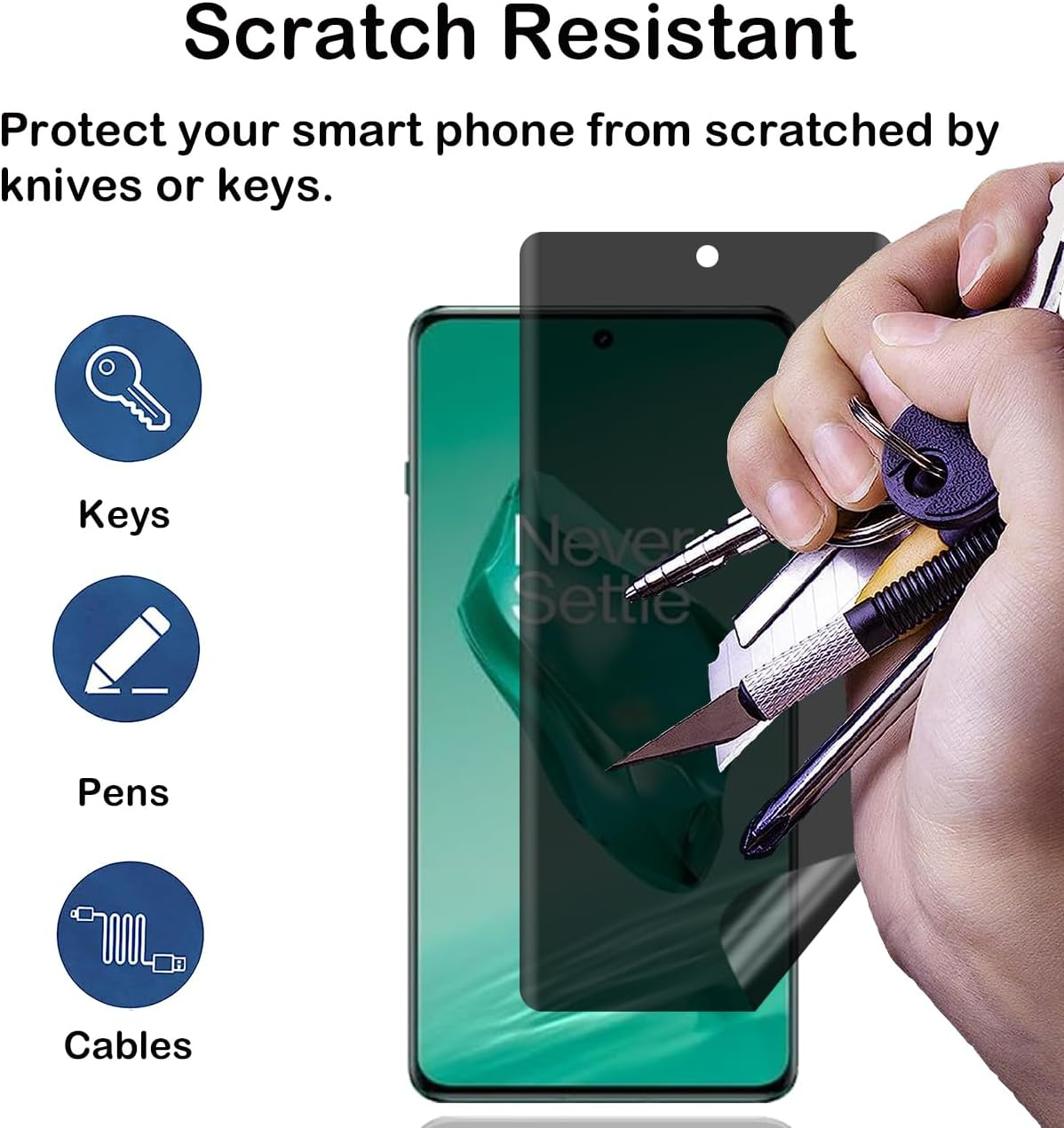 Privacy Screen Protector for Oneplus 12 5G [2 Pack], anti Spy Screen Protector, anti Scratch, Easy Installation, anti Fingerprint, Bubble-Free, TPU Film Anti-Spy Protective Film for Oneplus 12 image number 5