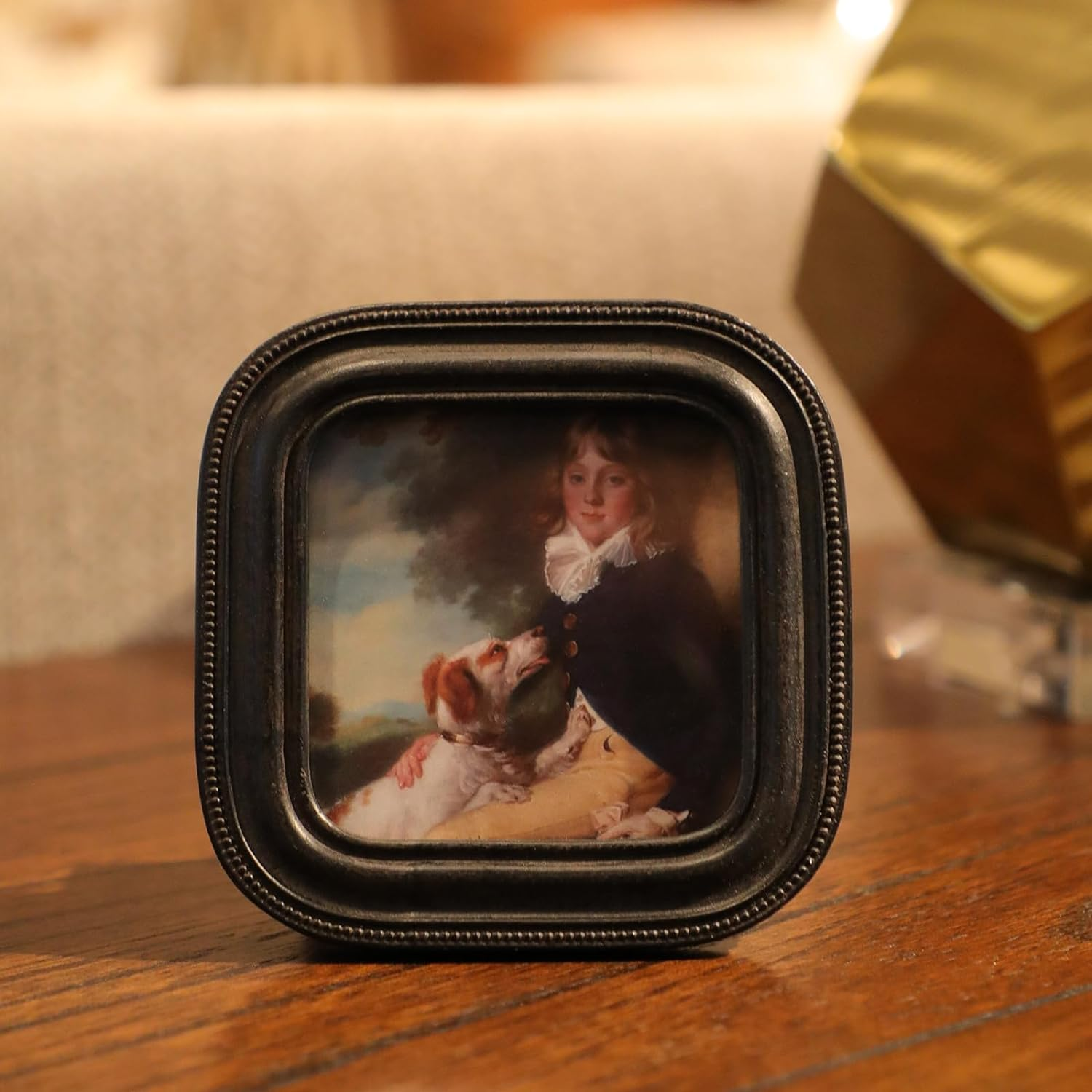 SYLVIA'S SHOP 3X3 Small Vintage Picture Frame, Mini Antique Black Grey Ornate Square Photo Frame, for Tabletop and Wall Display, Retro Home Decor, Old Fashioned Photo Gallery Art