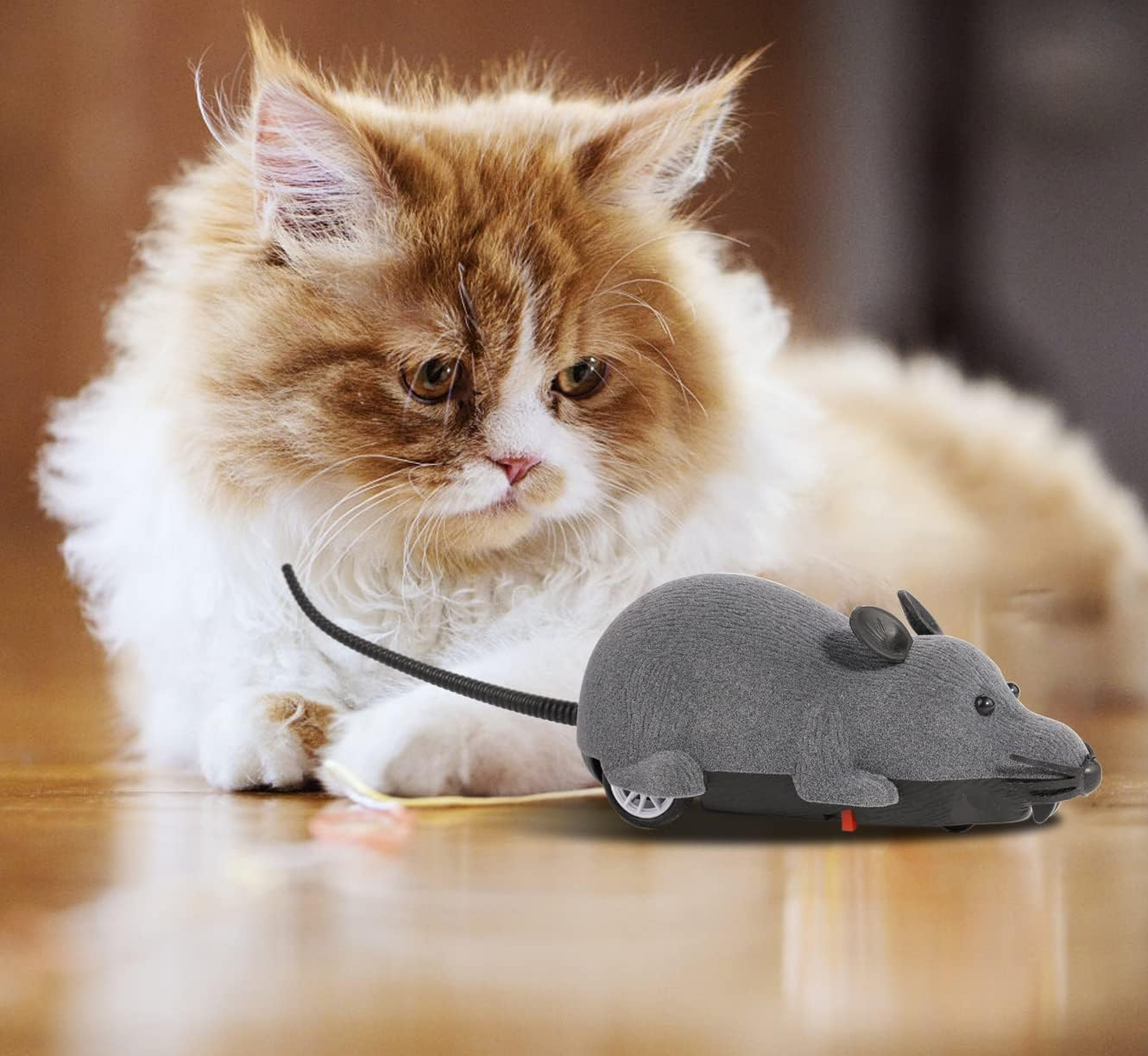 Nicwhite Remote Control Mouse Cat Toy, Interative Moving Cat Toys Wireless Electronic RC Rat Mice Pet Toys for Chase and Exercise (Grey) - Black image number 5