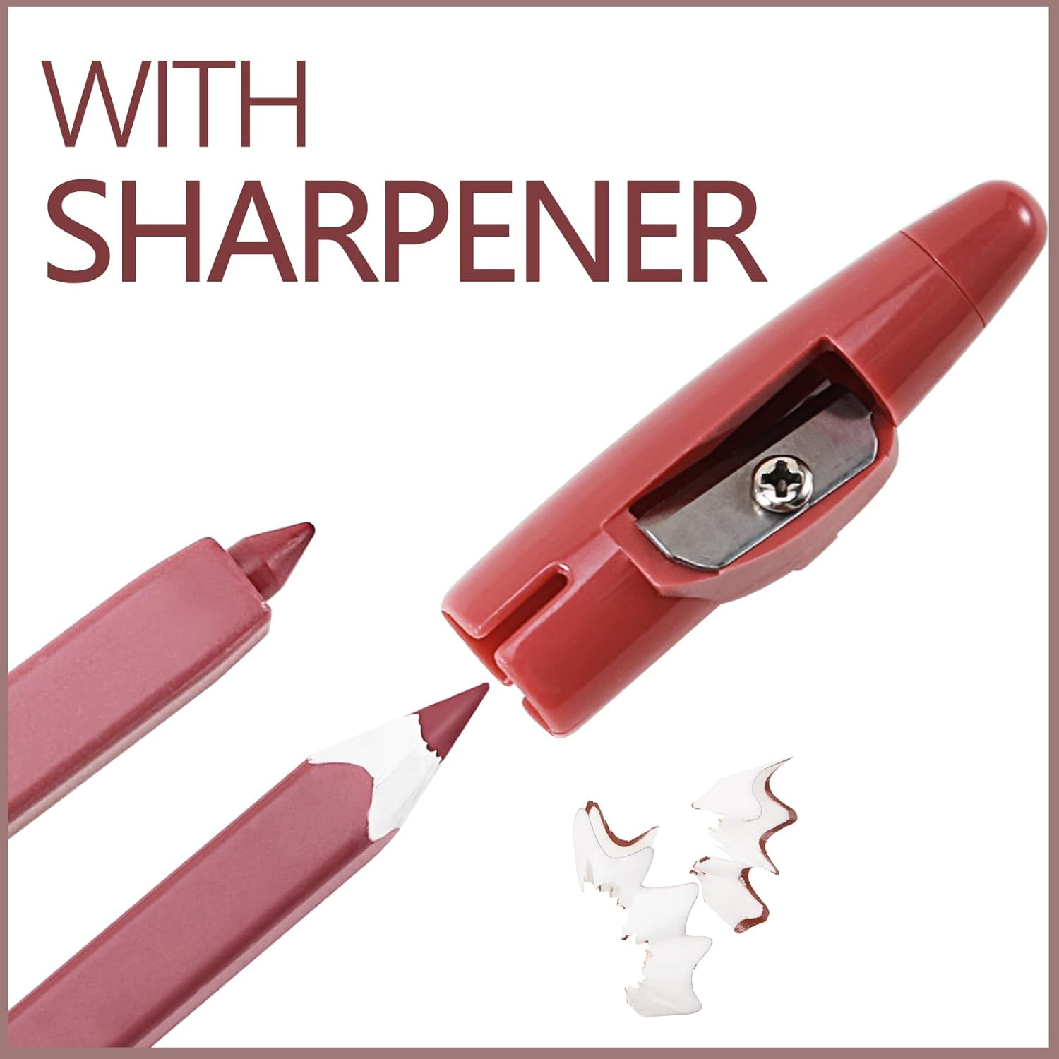 Matte Lip Liner Pencil,Highly Pigmented Retractable Lip Crayon,All Day Wear Nude Lipstick with Sharpener,Waterproof Brown Lipliner