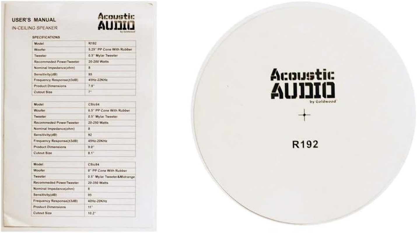 Acoustic Audio R192 Frameless in Ceiling/In Wall 5 Speaker Set 2 Way Home Theater Surround Speakers image number 1