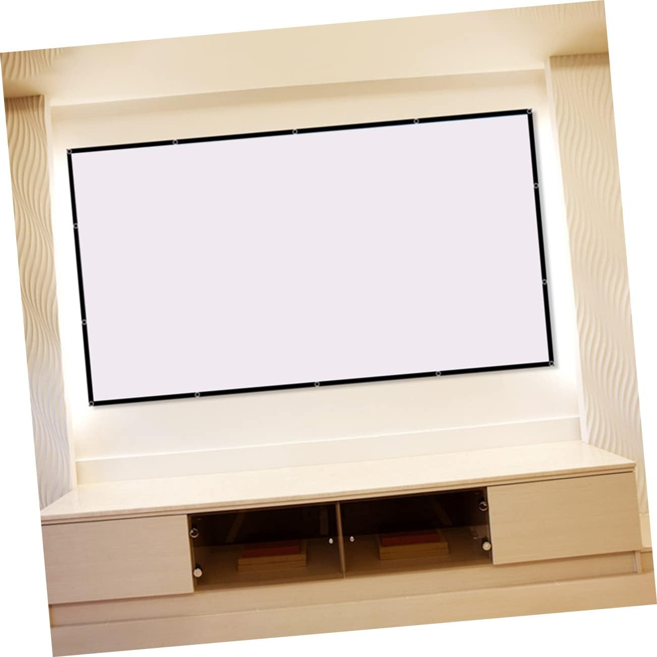 KICHOUSE Portable Foldable Projector Screen Anti-Crease Material Home Theater Outdoor Use for Gaming Education Presentations and More Easy to Hang Buckles
