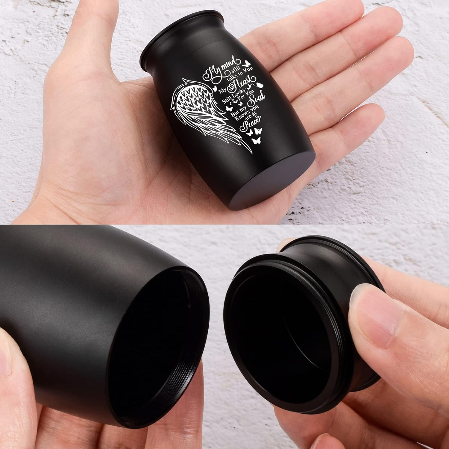 Small Urns for Human Ashes Aluminum Mini Urn for Ashes Wing Small Cremation Urn Memorial Keepsake Ash Holder-My Mind